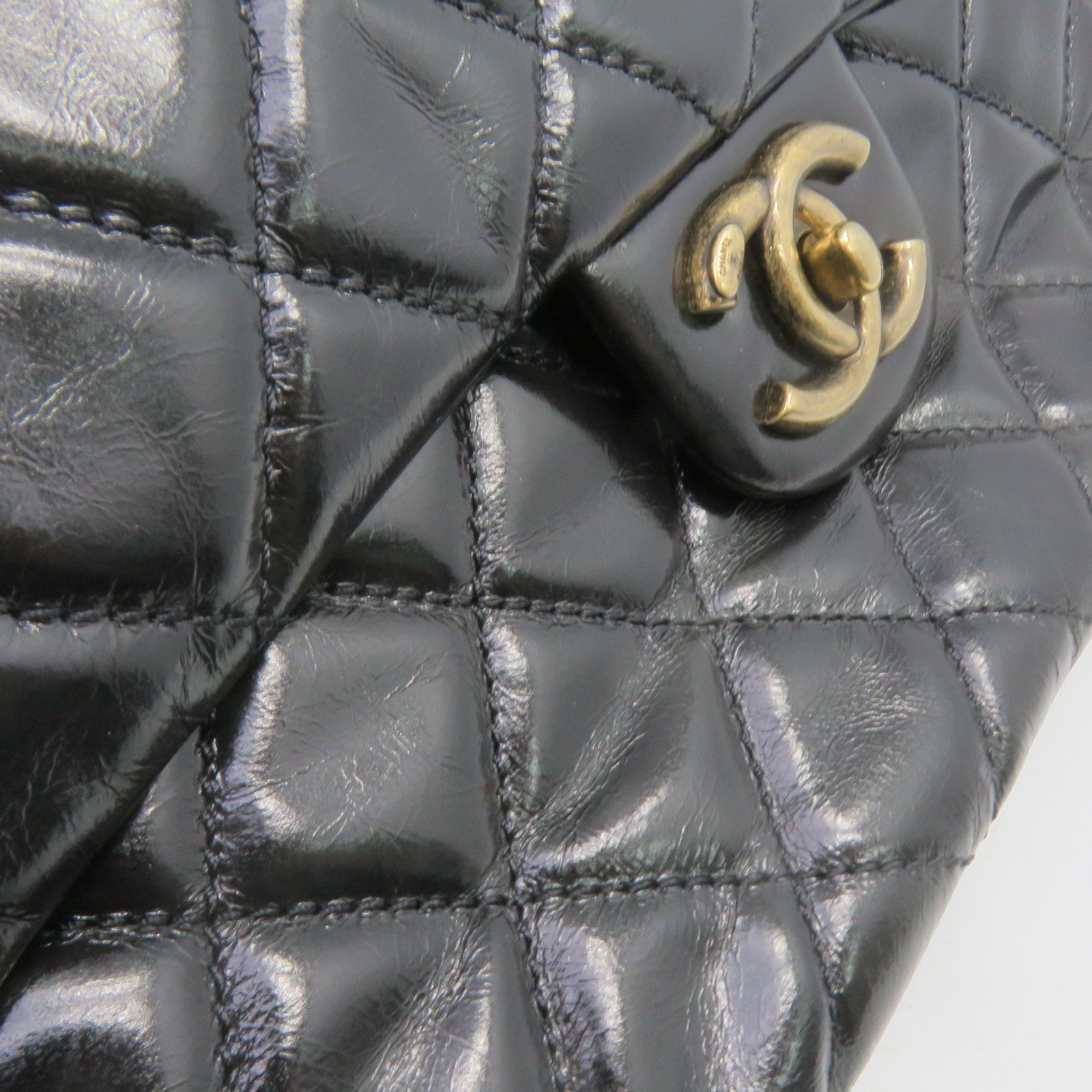 CHANEL 菱格牛皮皮革2Way Shoulder Bag金扣鏈帶手挽肩背兩用袋黑色