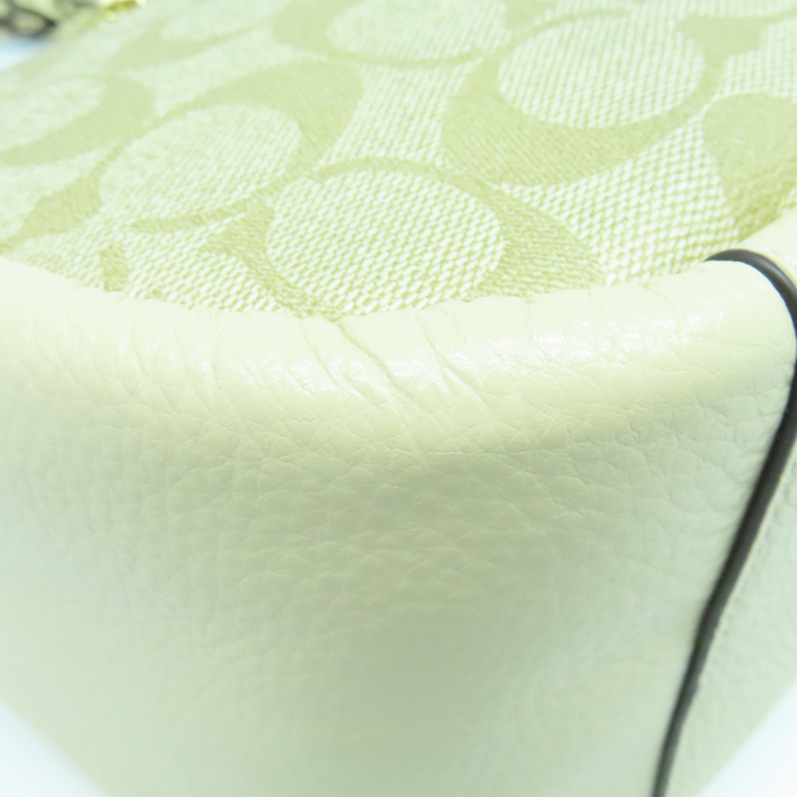 COACH 牛皮皮革Shoulder Bag金扣手挽肩背两用袋杏色