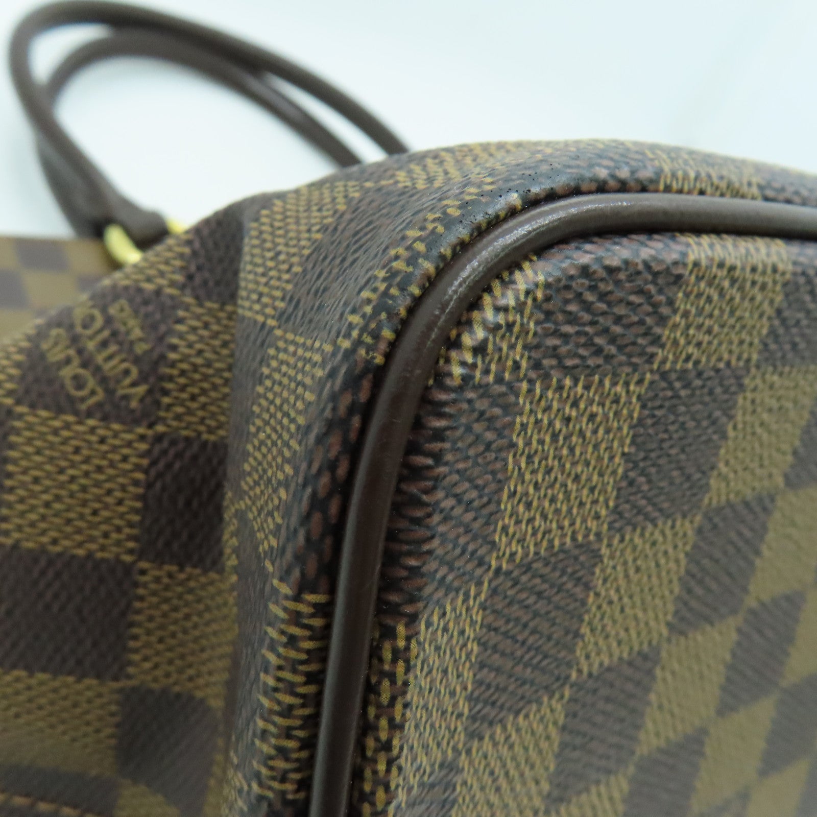 LOUIS VUITTON Damier Saleya MM Hand Bag gold buckle handle shoulder bag brown