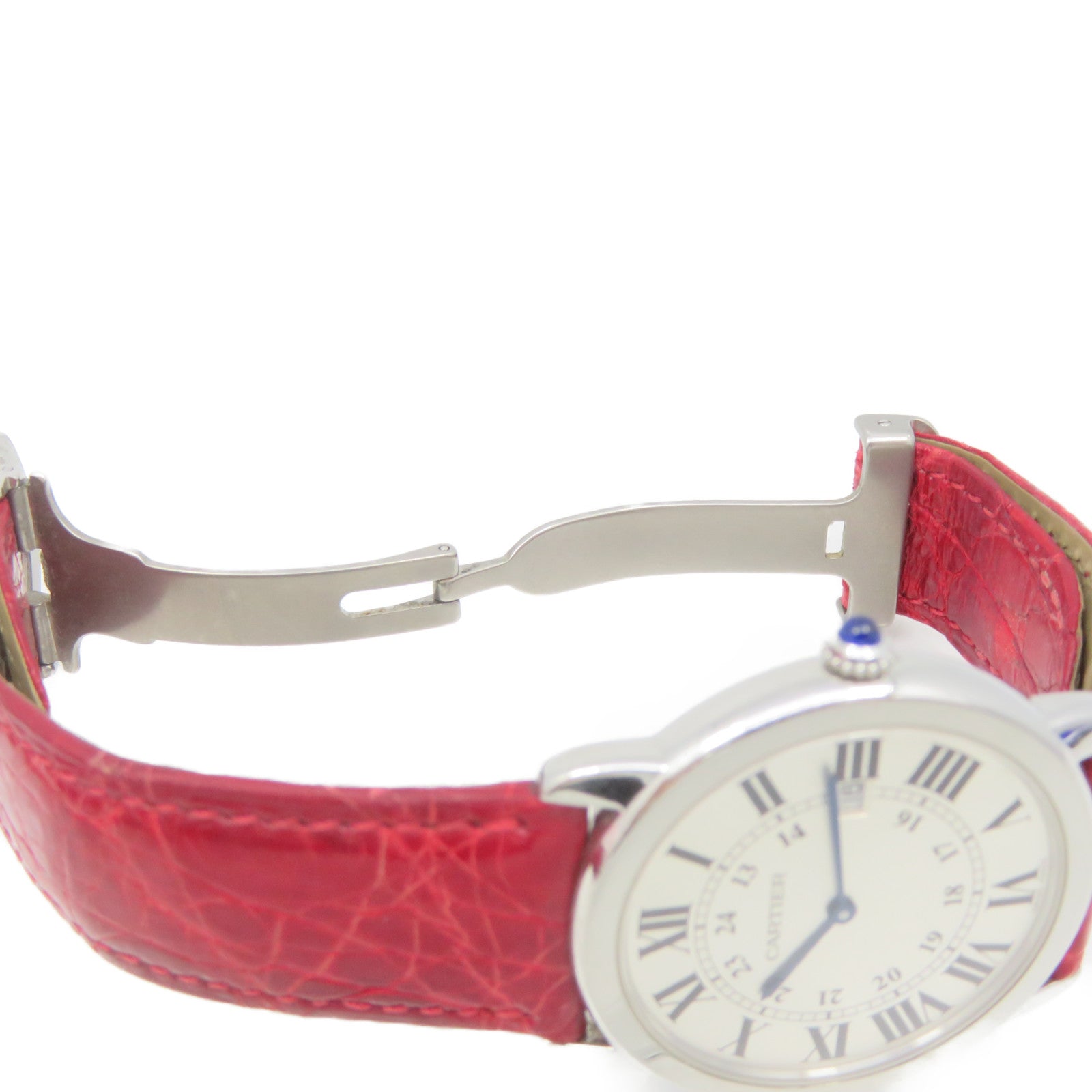 CARTIER Roude Solo de Cartier Watch不鏽鋼/皮帶石英機芯手錶米白色