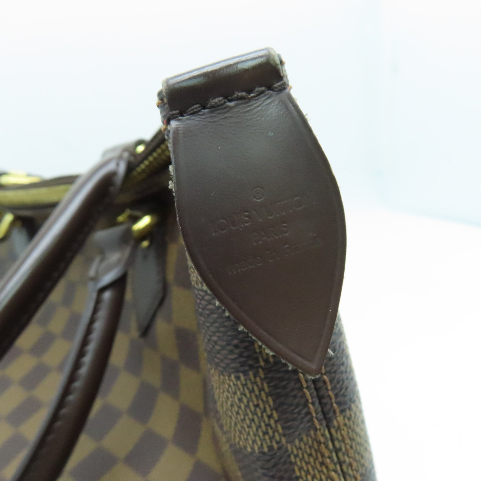 LOUIS VUITTON Damier Saleya MM Hand Bag gold buckle handle shoulder bag brown