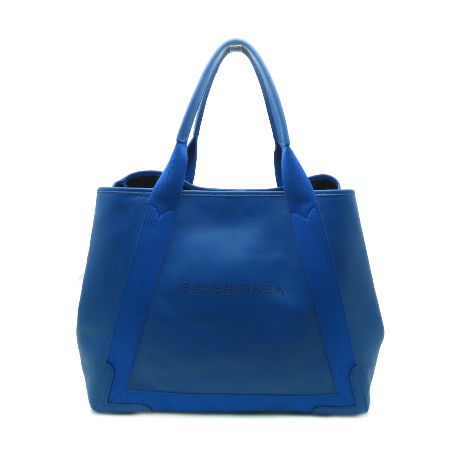 BALENCIAGA 牛皮皮革Cabas銀扣手挽袋藍色