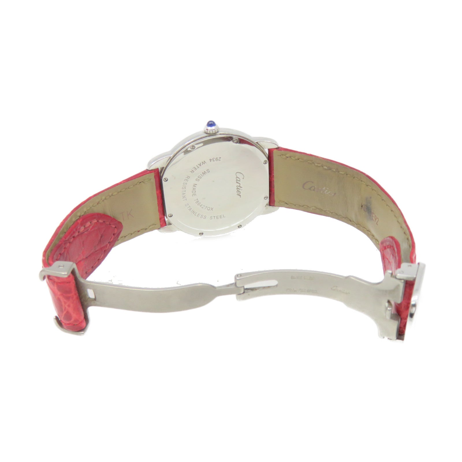 CARTIER Roude Solo de Cartier Watch不鏽鋼/皮帶石英機芯手錶米白色