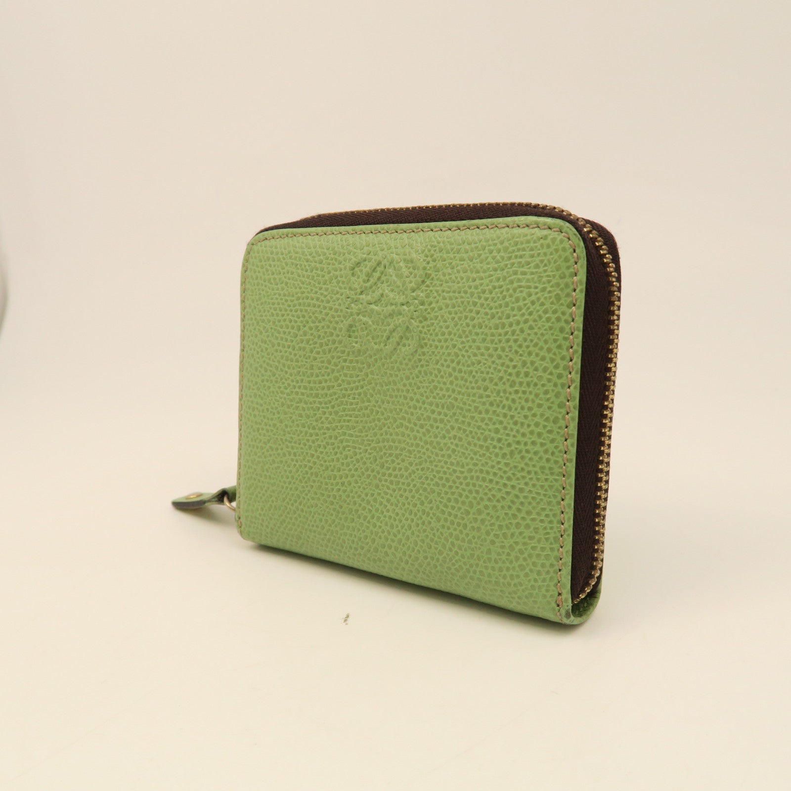 LOEWE 【激減優惠】牛皮皮革Zipper Wallet金扣拉錬錢包綠色