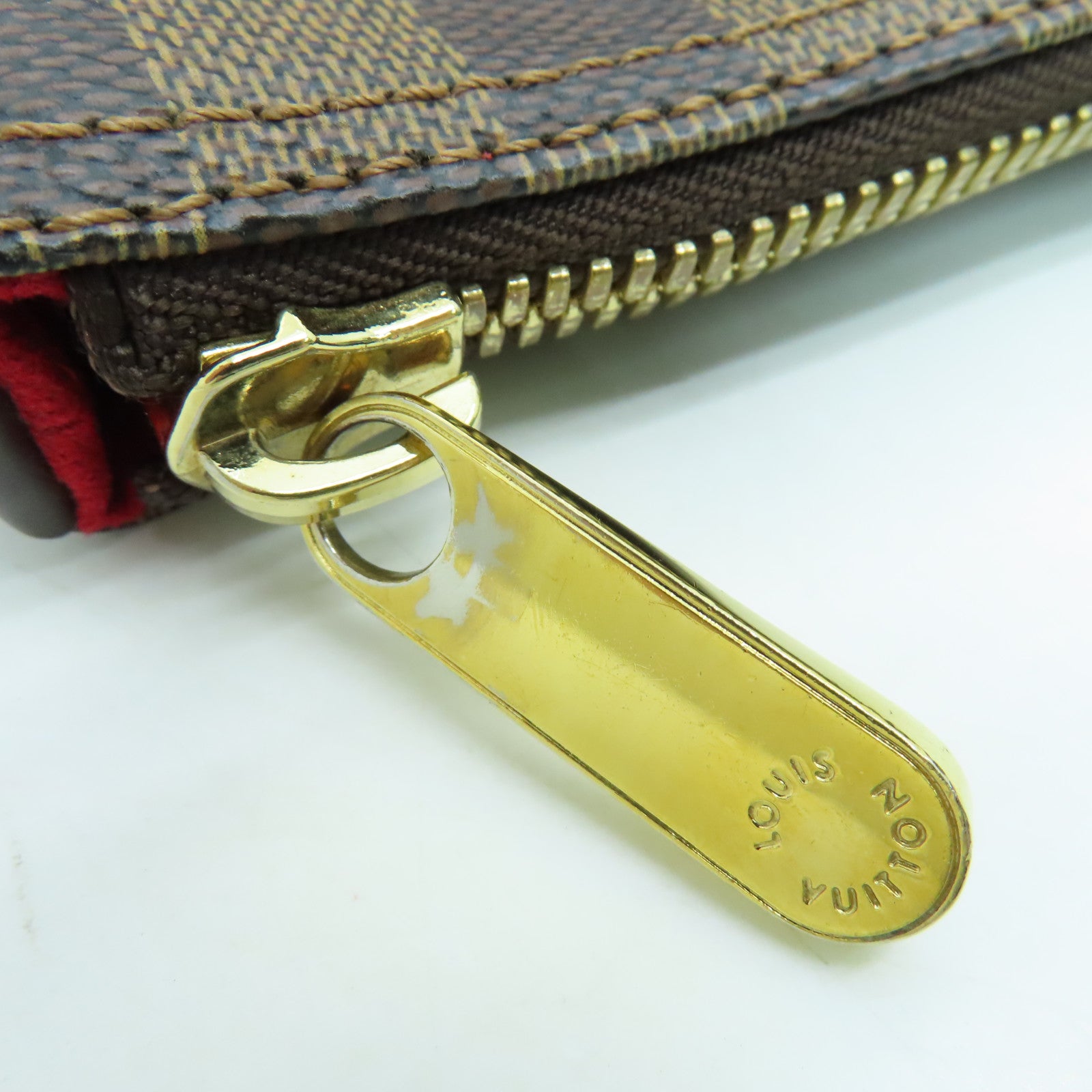 LOUIS VUITTON Damier Saleya MM Hand Bag gold buckle handle shoulder bag brown