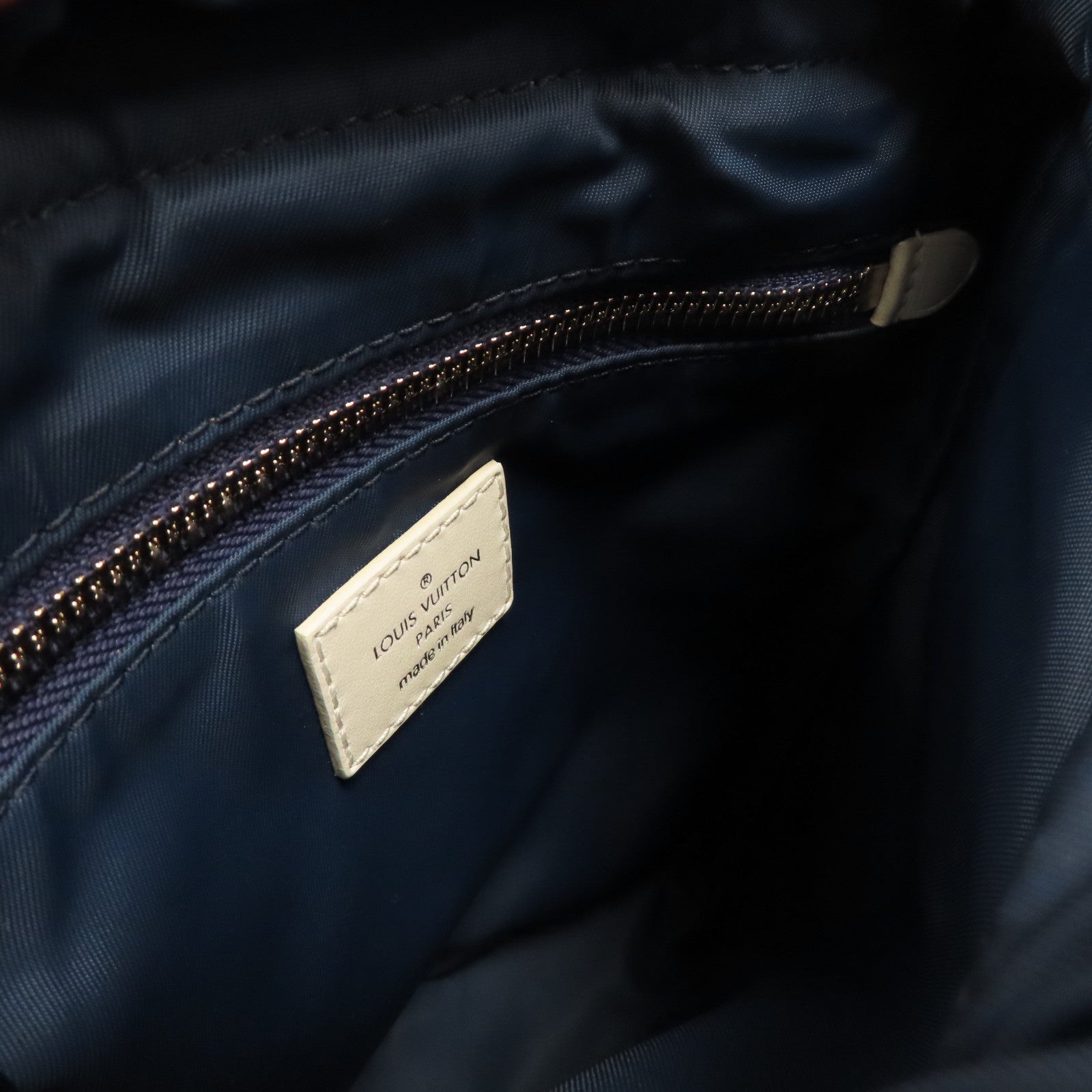 LOUIS VUITTON 帆布Sac Marin BB銀扣肩背袋藍色
