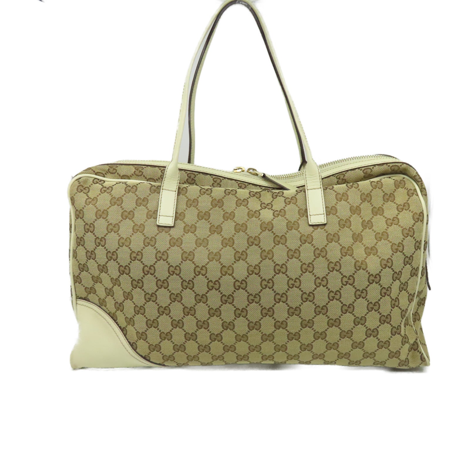 GUCCI 帆布/牛皮皮革Shoulder Bag金扣肩背袋白色