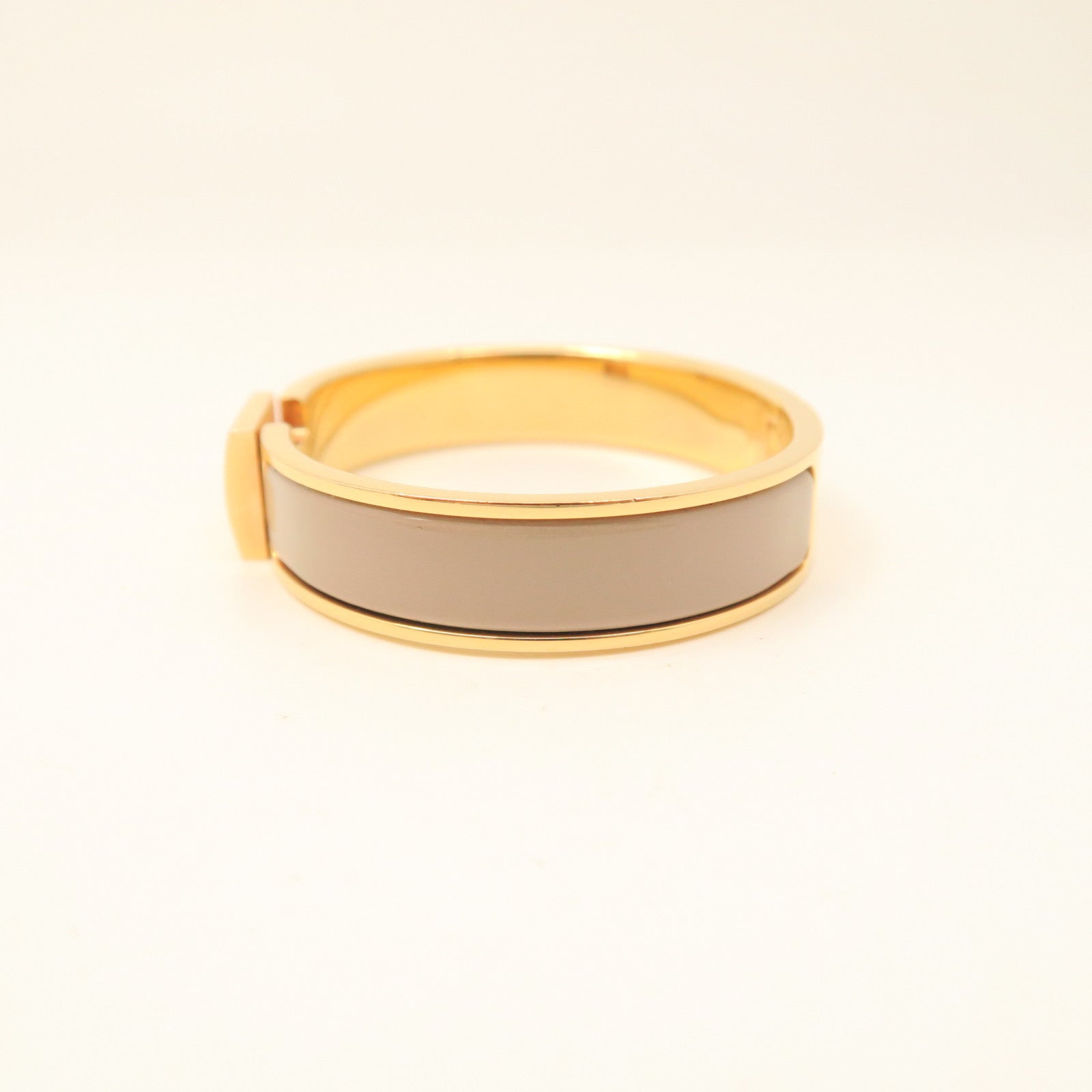 HERMES Metal Clic Cadenas Gold Buckle Bracelet Gold/Grey