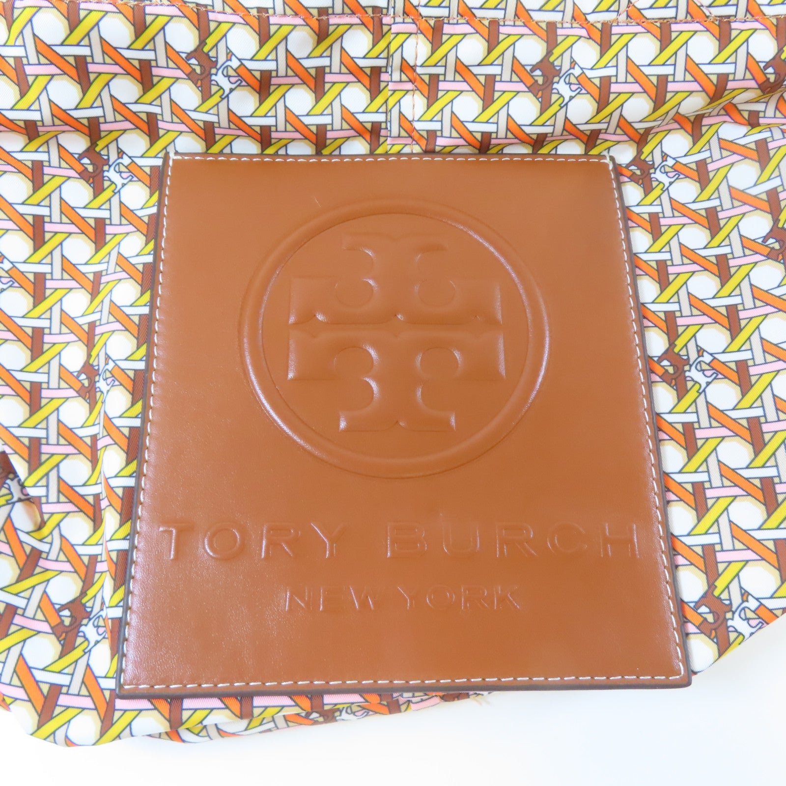 Tory Burch 尼龍Tote Bag金扣手挽袋米色/白色/橙色