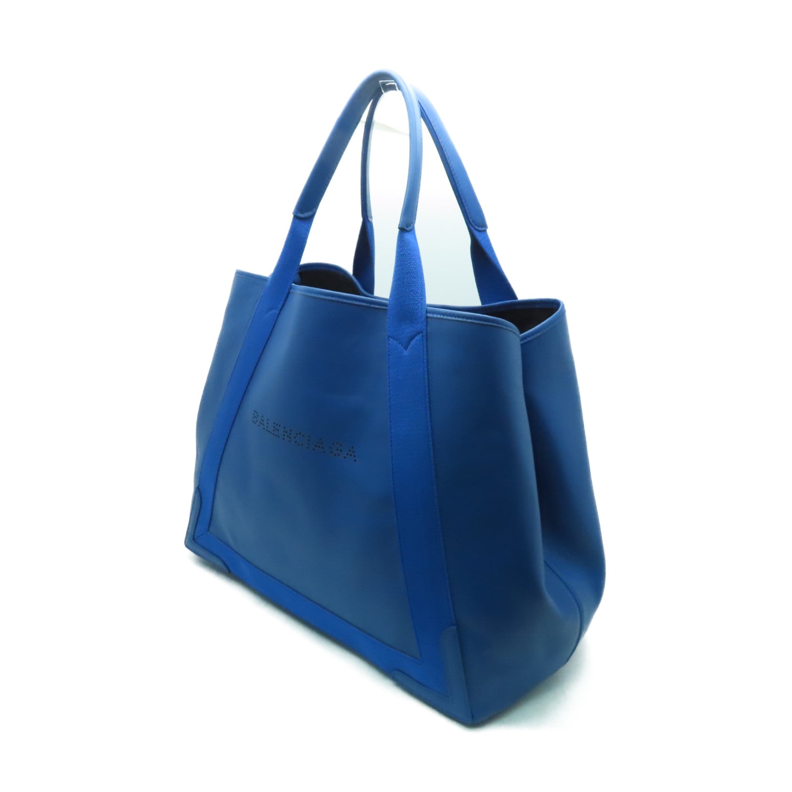 BALENCIAGA 牛皮皮革Cabas銀扣手挽袋藍色