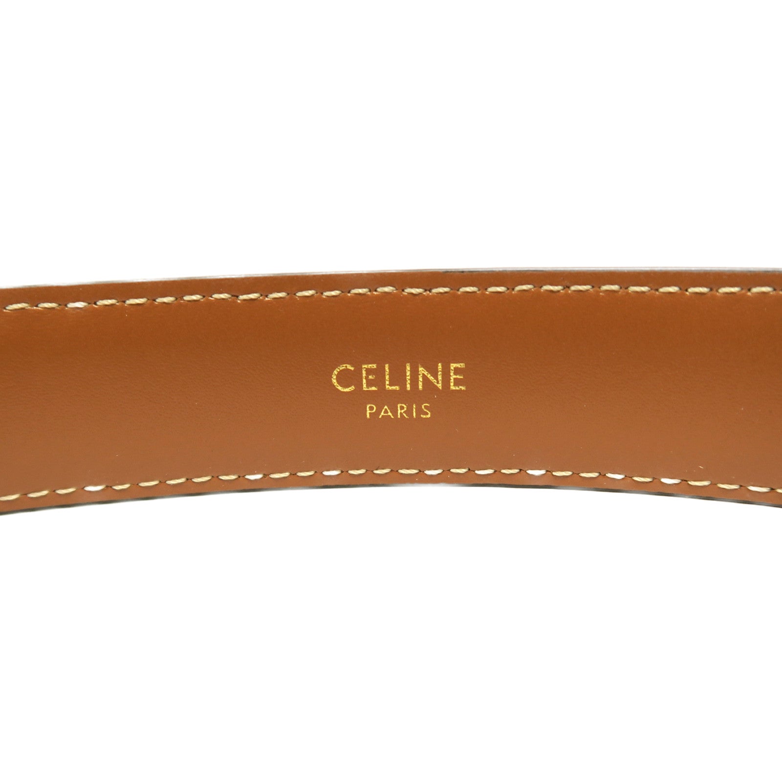 CELINE Triomphe塗層帆布Belt金扣皮帶啡色