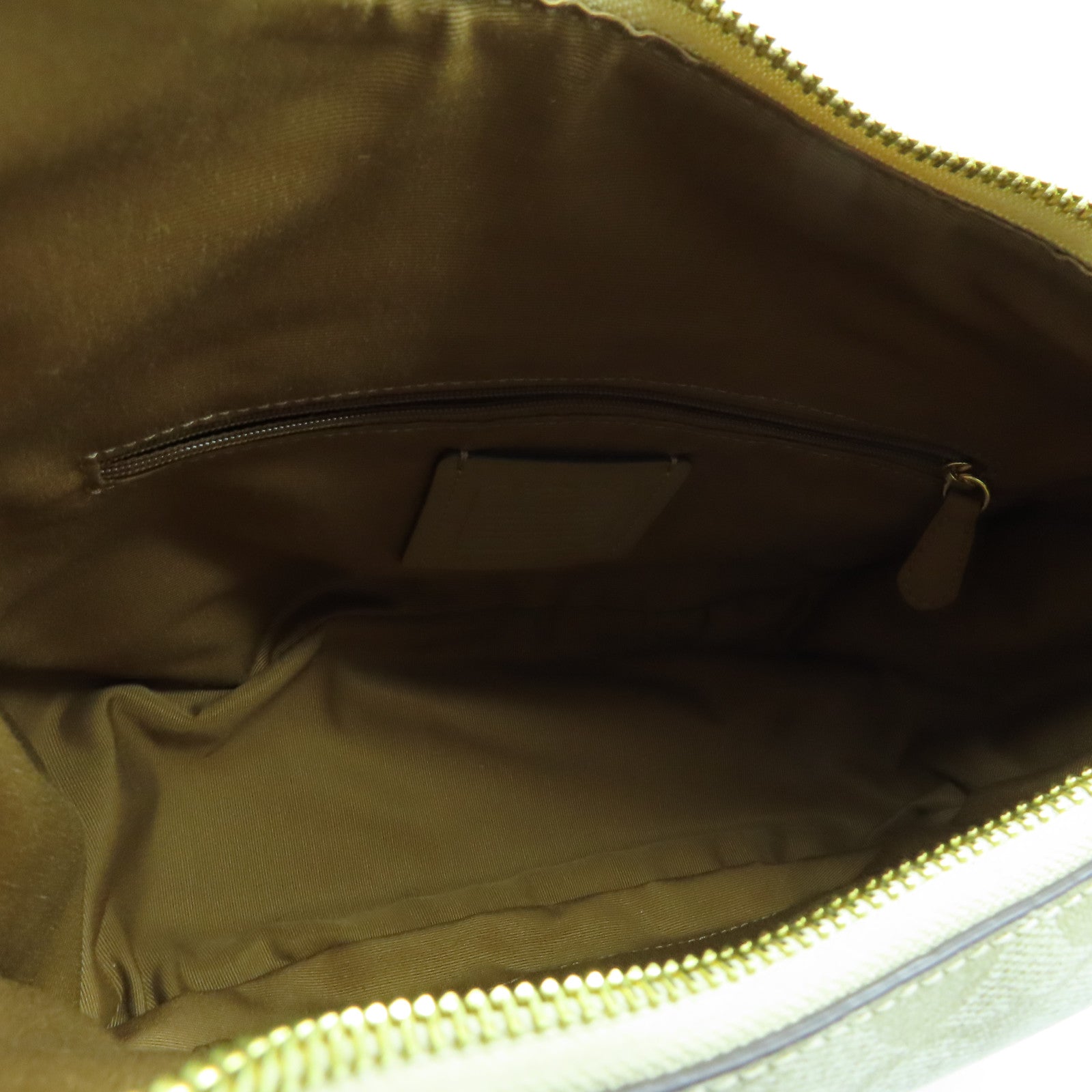 COACH 牛皮皮革Shoulder Bag金扣手挽肩背两用袋杏色