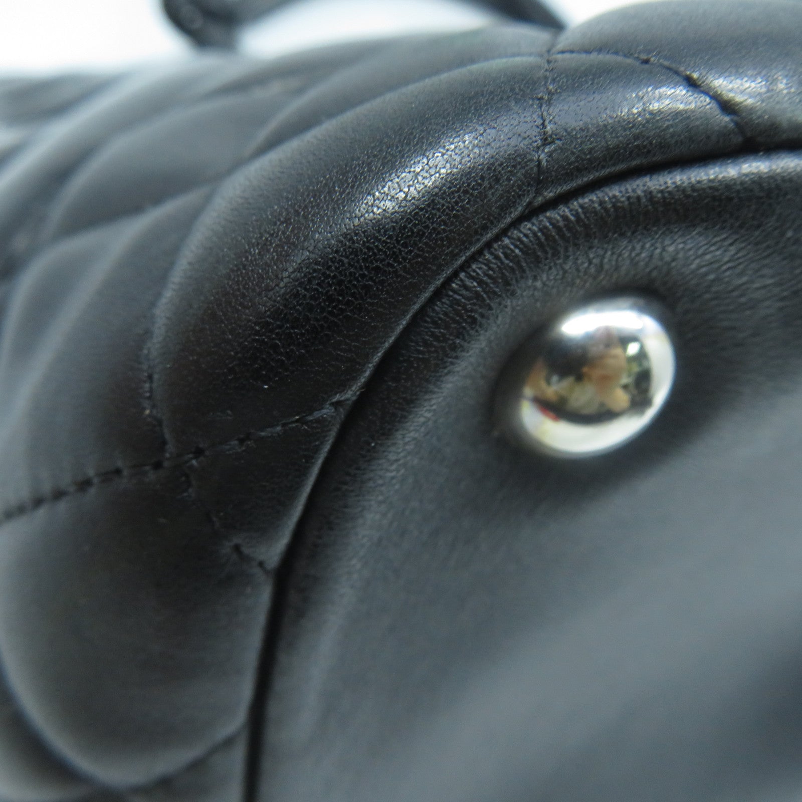 CHANEL 菱格牛皮皮革Cambon Line Tote Bag銀扣手挽袋黑色