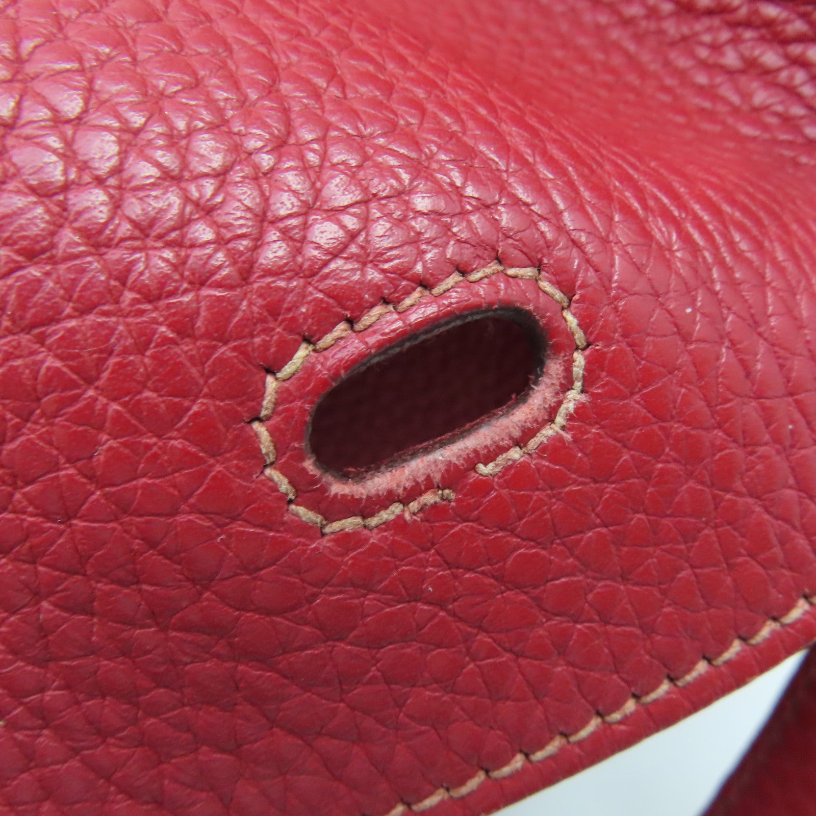 HERMES Clemence leather Lindy 30 silver buckle handle shoulder shoulder bag dark red