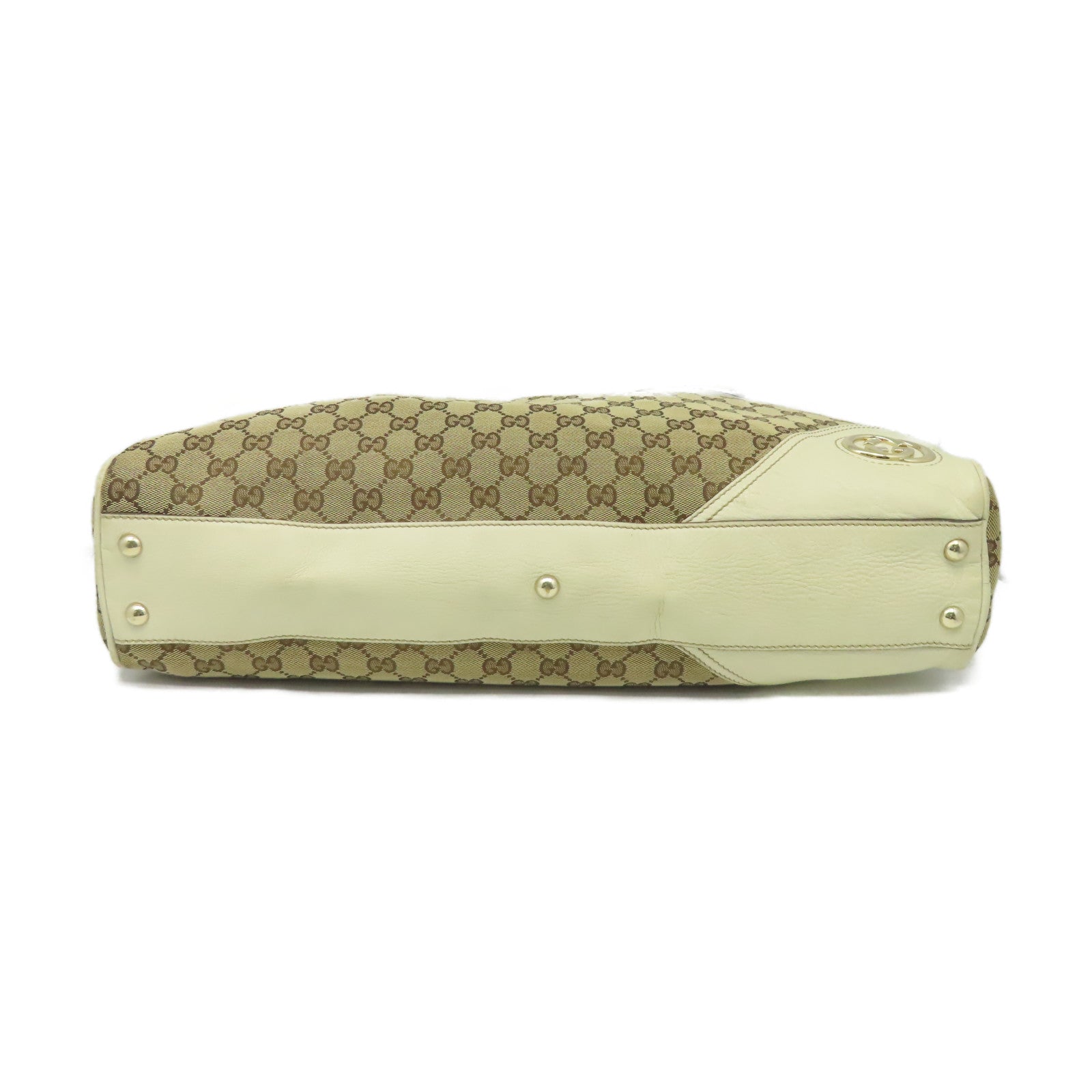 GUCCI 帆布/牛皮皮革Shoulder Bag金扣肩背袋白色