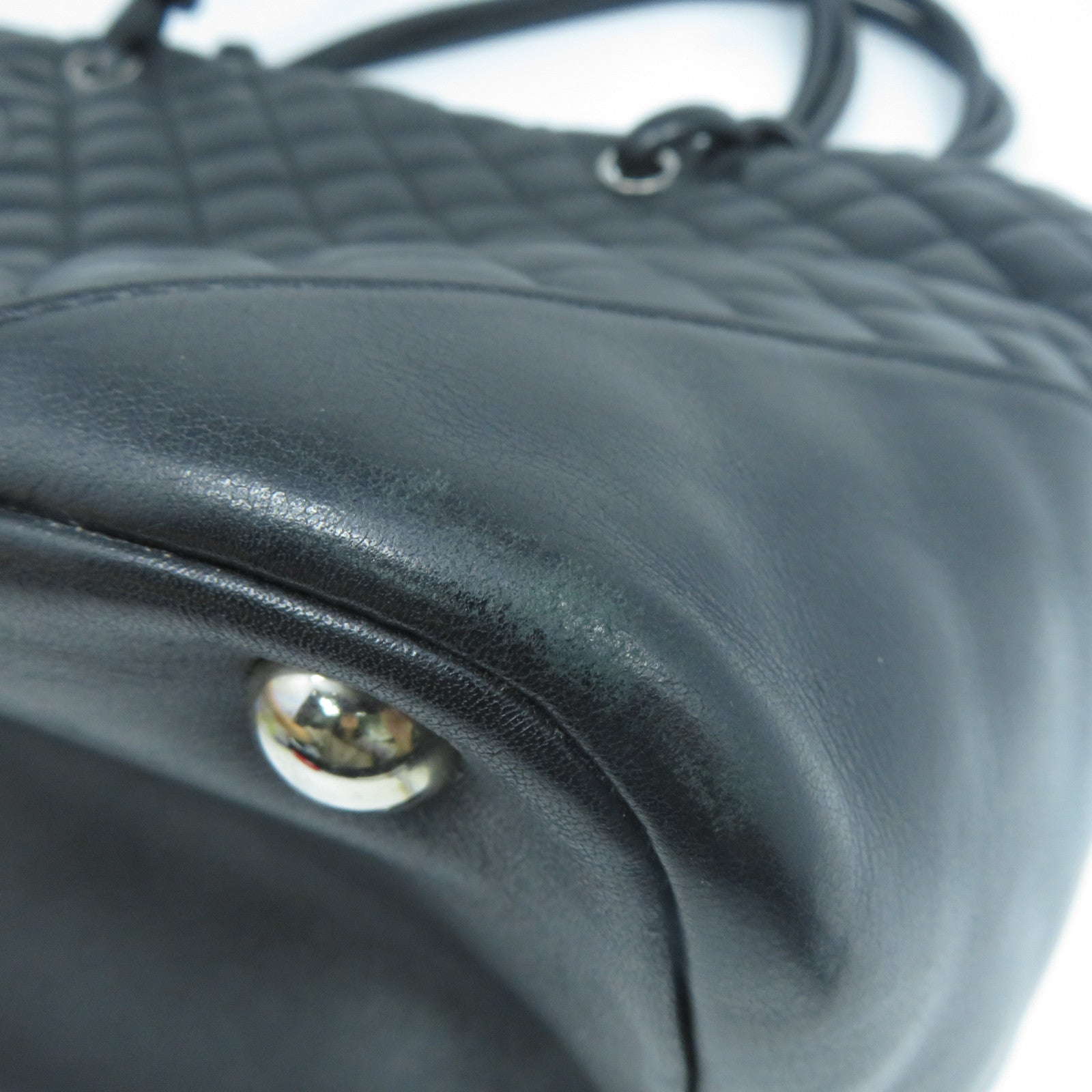 CHANEL 菱格牛皮皮革Cambon Line Tote Bag銀扣手挽袋黑色