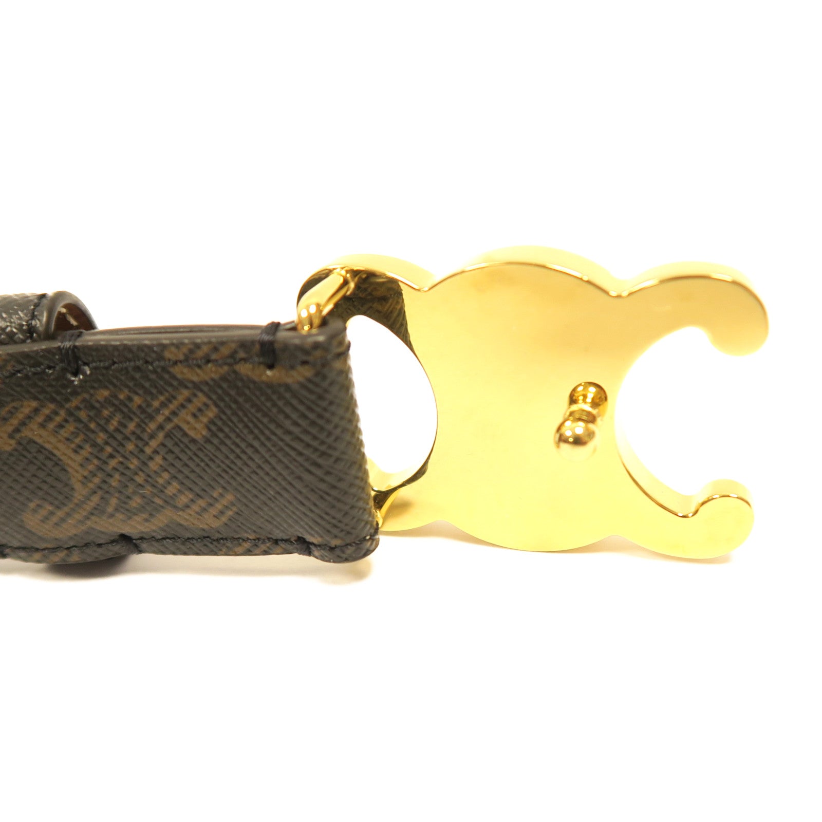 CELINE Triomphe塗層帆布Belt金扣皮帶啡色