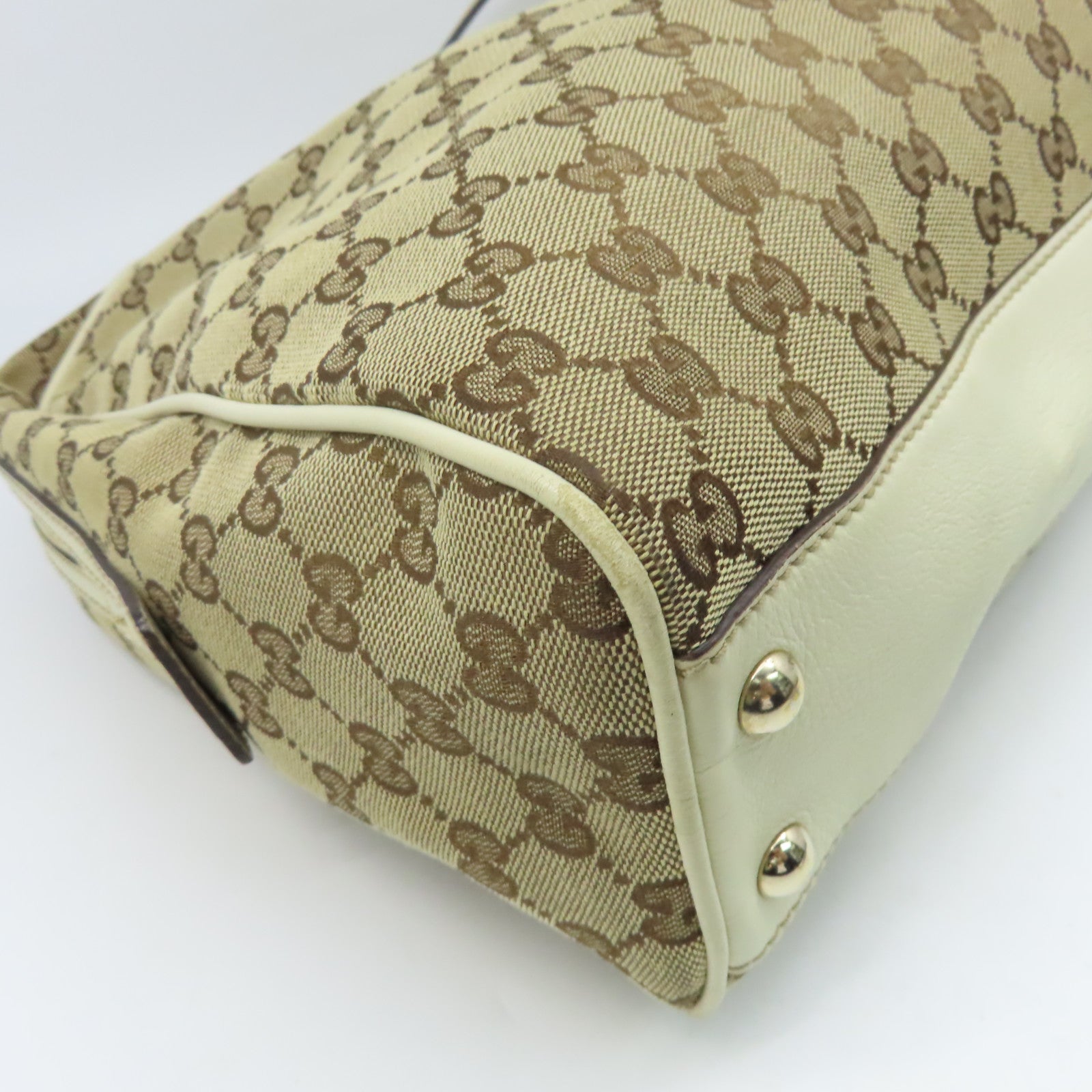 GUCCI 帆布/牛皮皮革Shoulder Bag金扣肩背袋白色