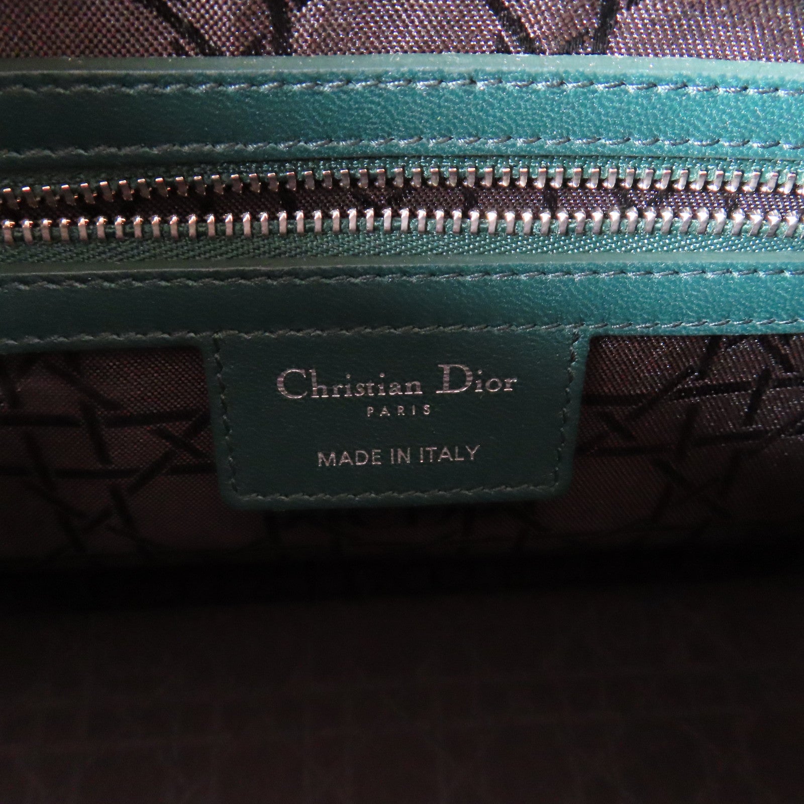 Dior 牛皮皮革Lady Dior銀扣手挽肩背兩用袋綠色