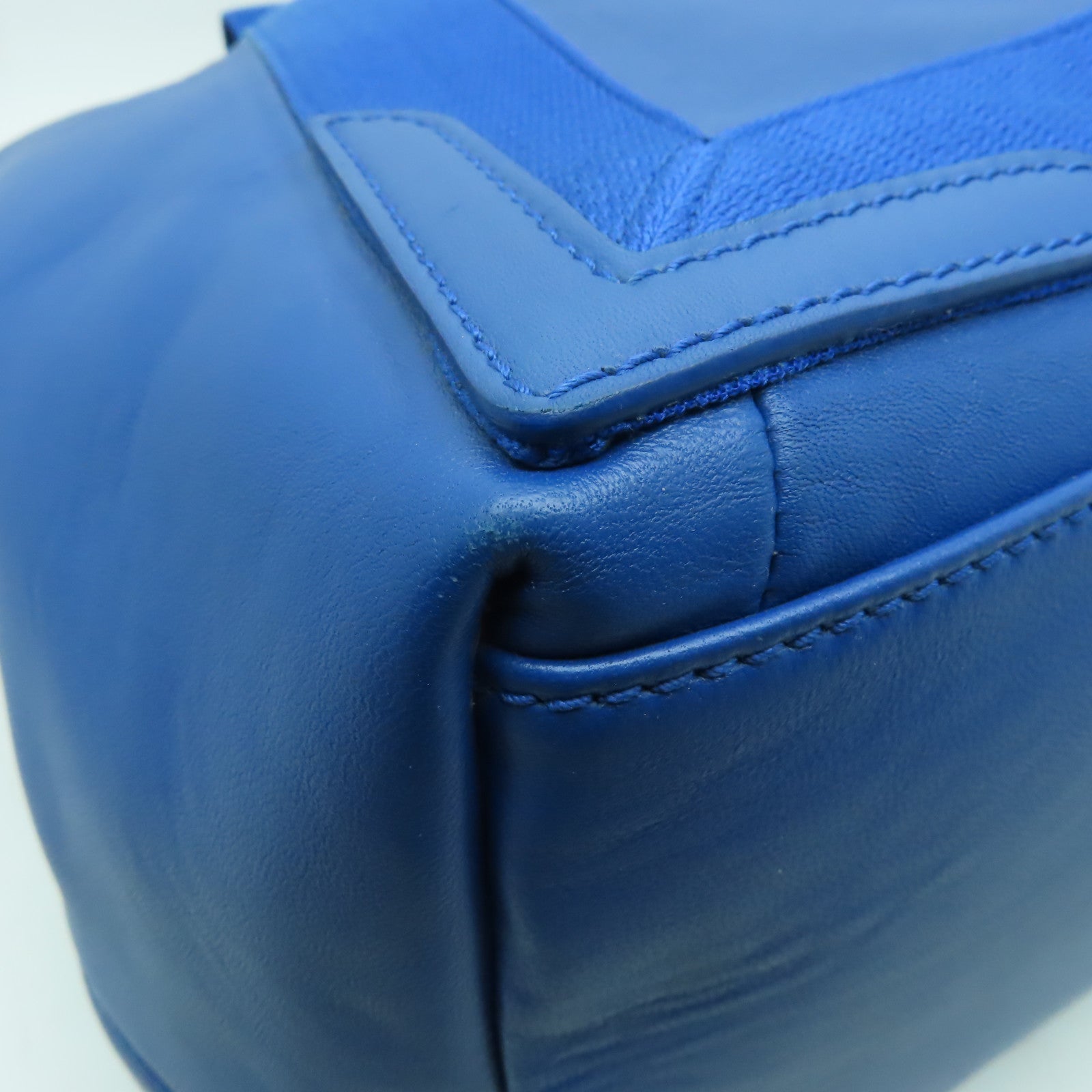 BALENCIAGA 牛皮皮革Cabas銀扣手挽袋藍色