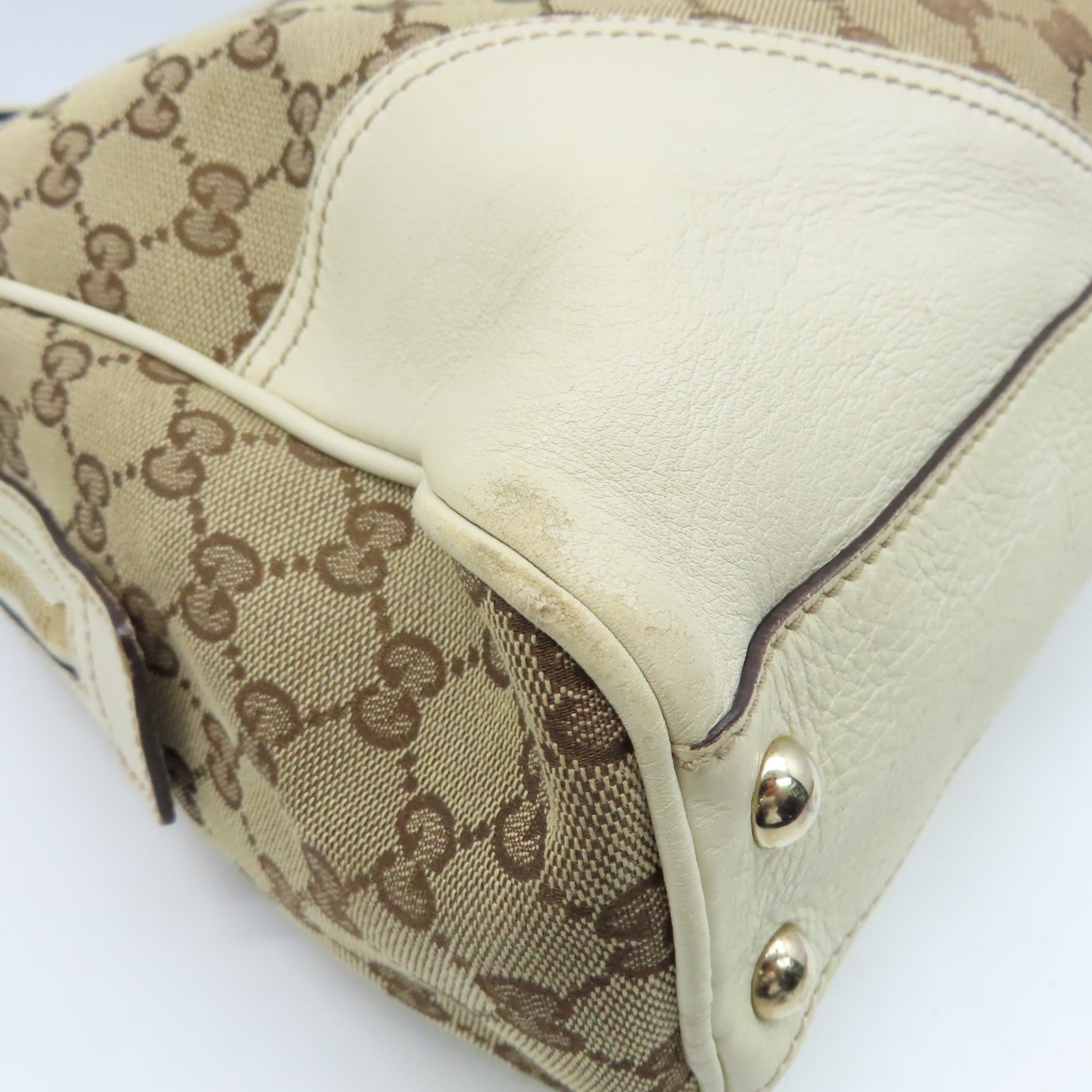 GUCCI 帆布/牛皮皮革Shoulder Bag金扣肩背袋白色