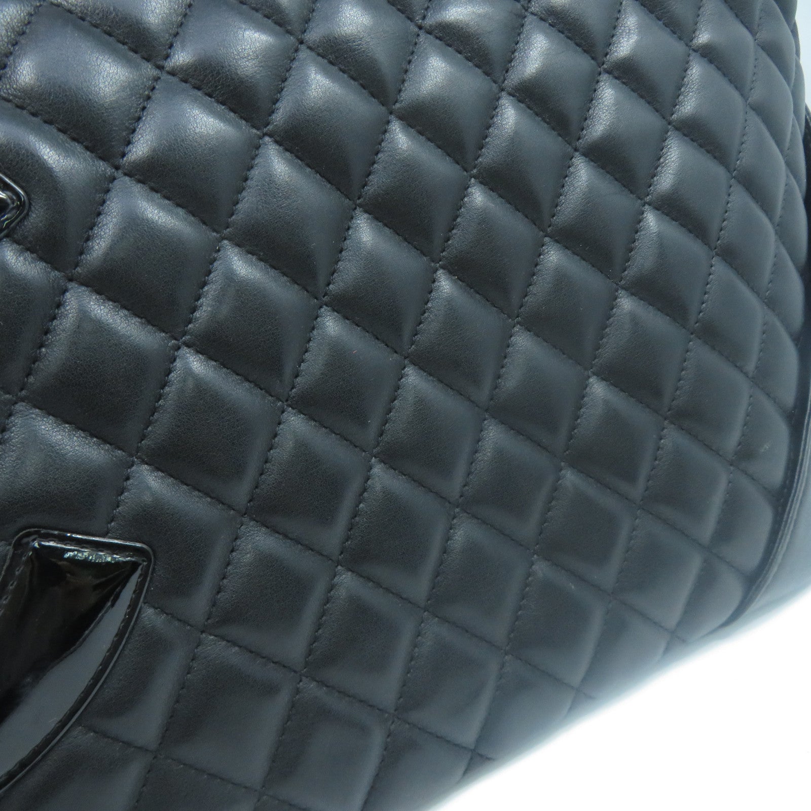 CHANEL 菱格牛皮皮革Cambon Line Tote Bag銀扣手挽袋黑色