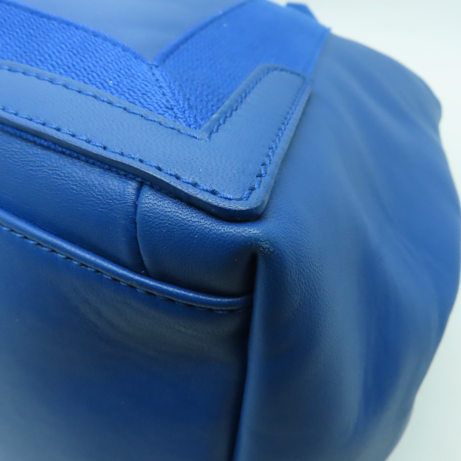 BALENCIAGA 牛皮皮革Cabas銀扣手挽袋藍色