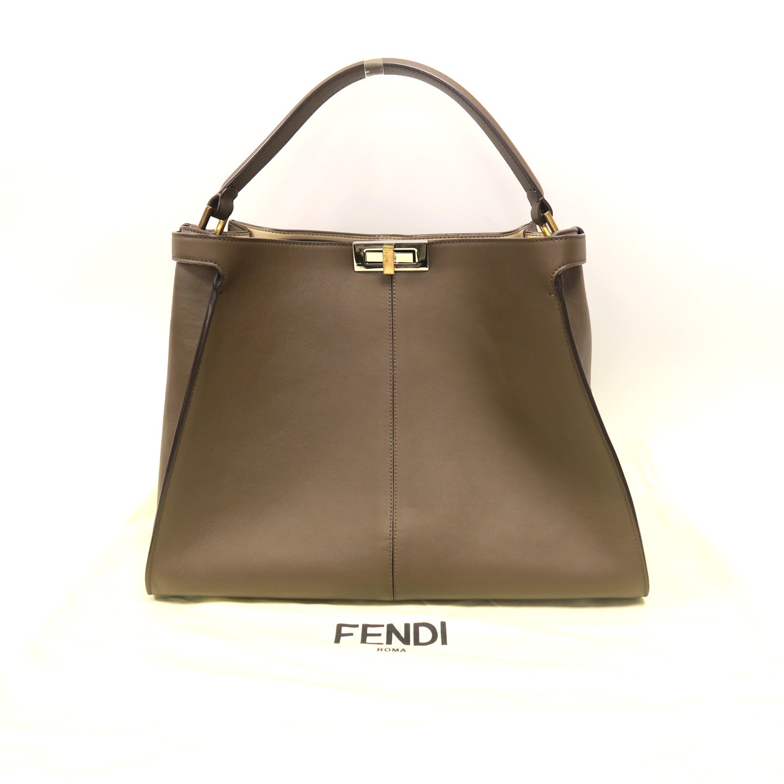 FENDI 皮革Peekaboo X-Lite肩背袋啡色