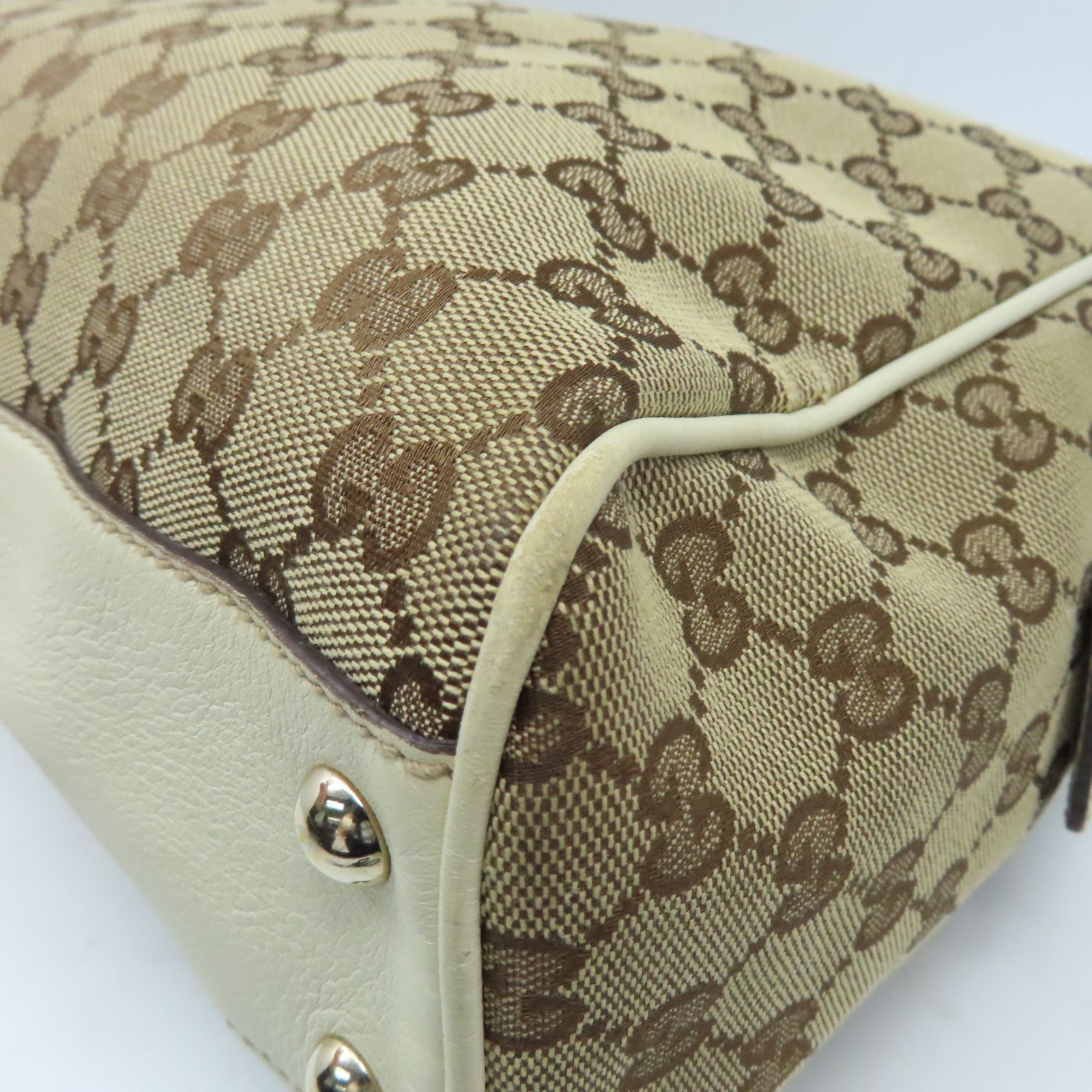 GUCCI 帆布/牛皮皮革Shoulder Bag金扣肩背袋白色