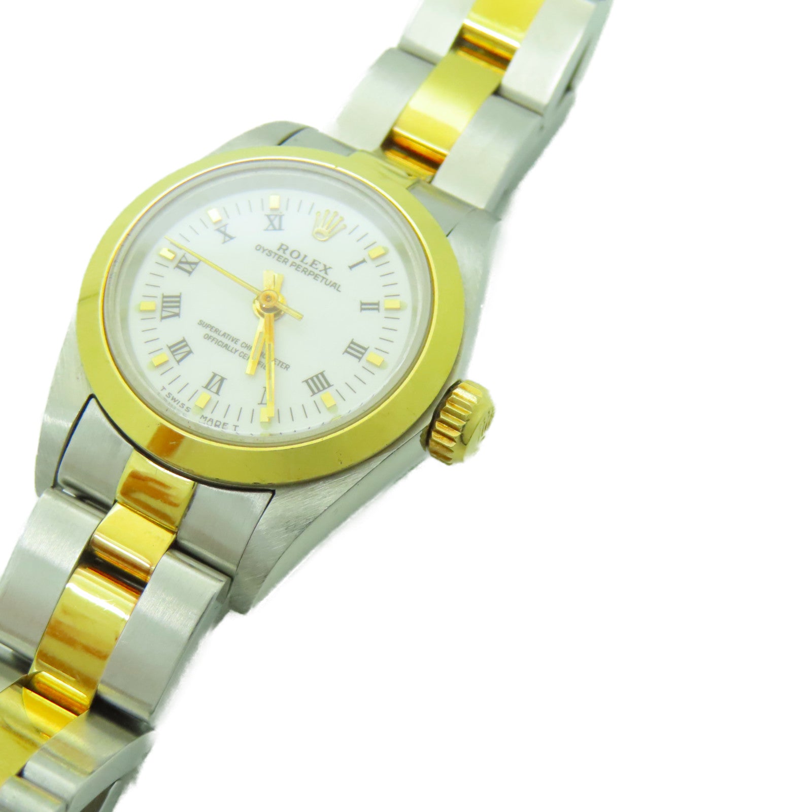 ROLEX Oyster Perpetual 24mm 18K黃金/不鏽鋼 手錶自動機芯白色