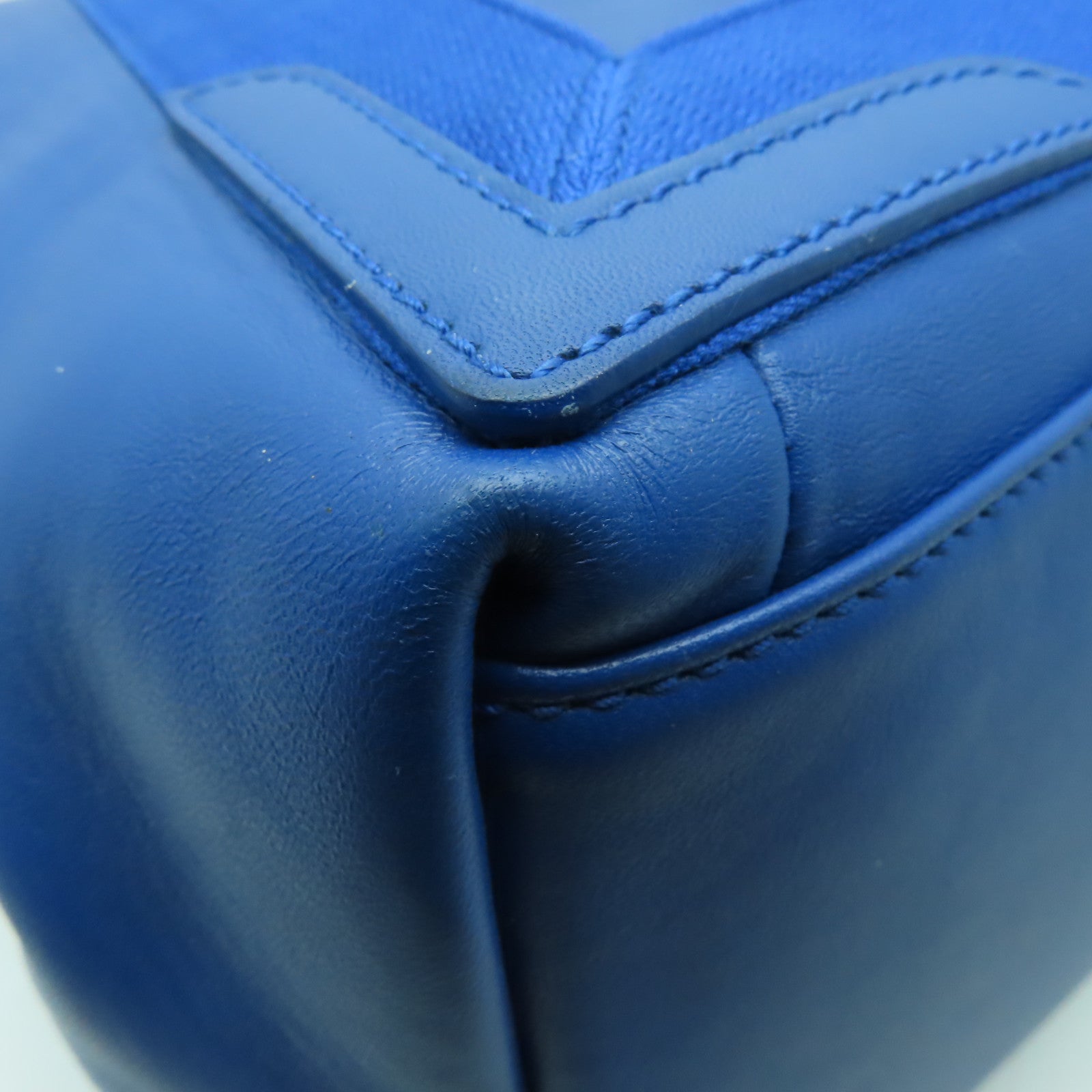 BALENCIAGA 牛皮皮革Cabas銀扣手挽袋藍色