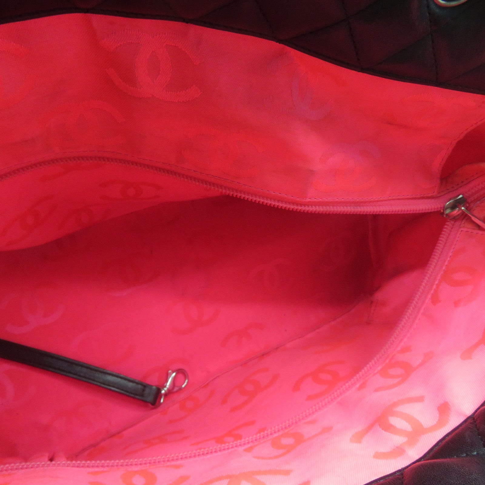 CHANEL 菱格牛皮皮革Cambon Line Tote Bag銀扣手挽袋黑色