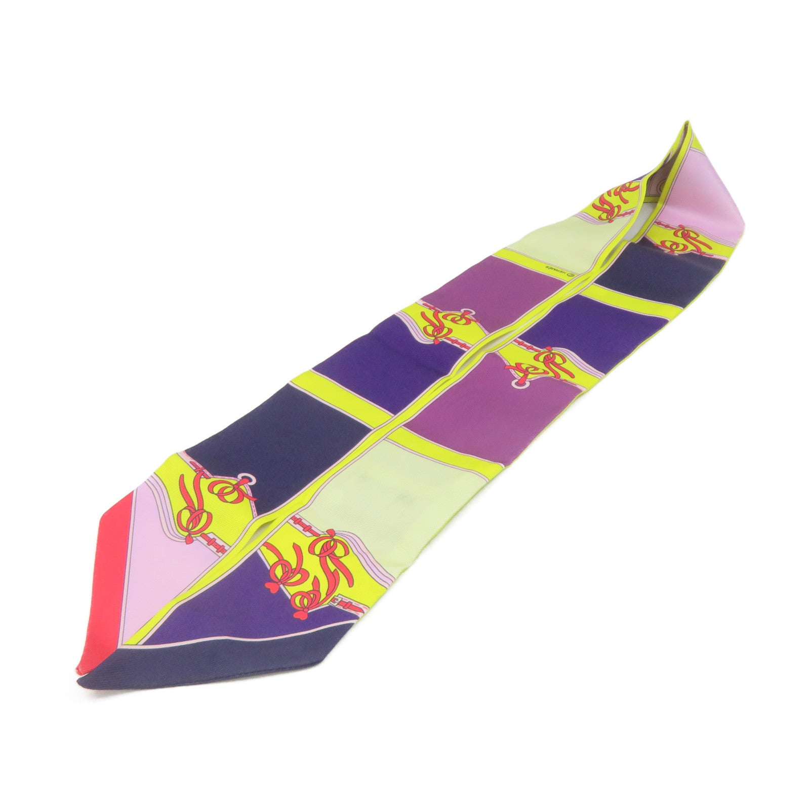 HERMES Silk Twilly Scarf Purple/Yellow/Color