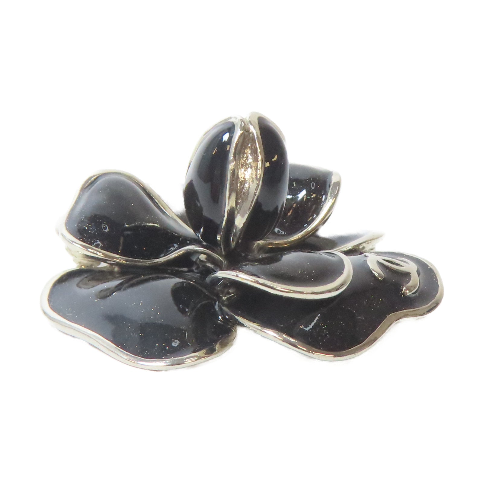 CHANEL 金屬Brooch銀扣胸針黑色