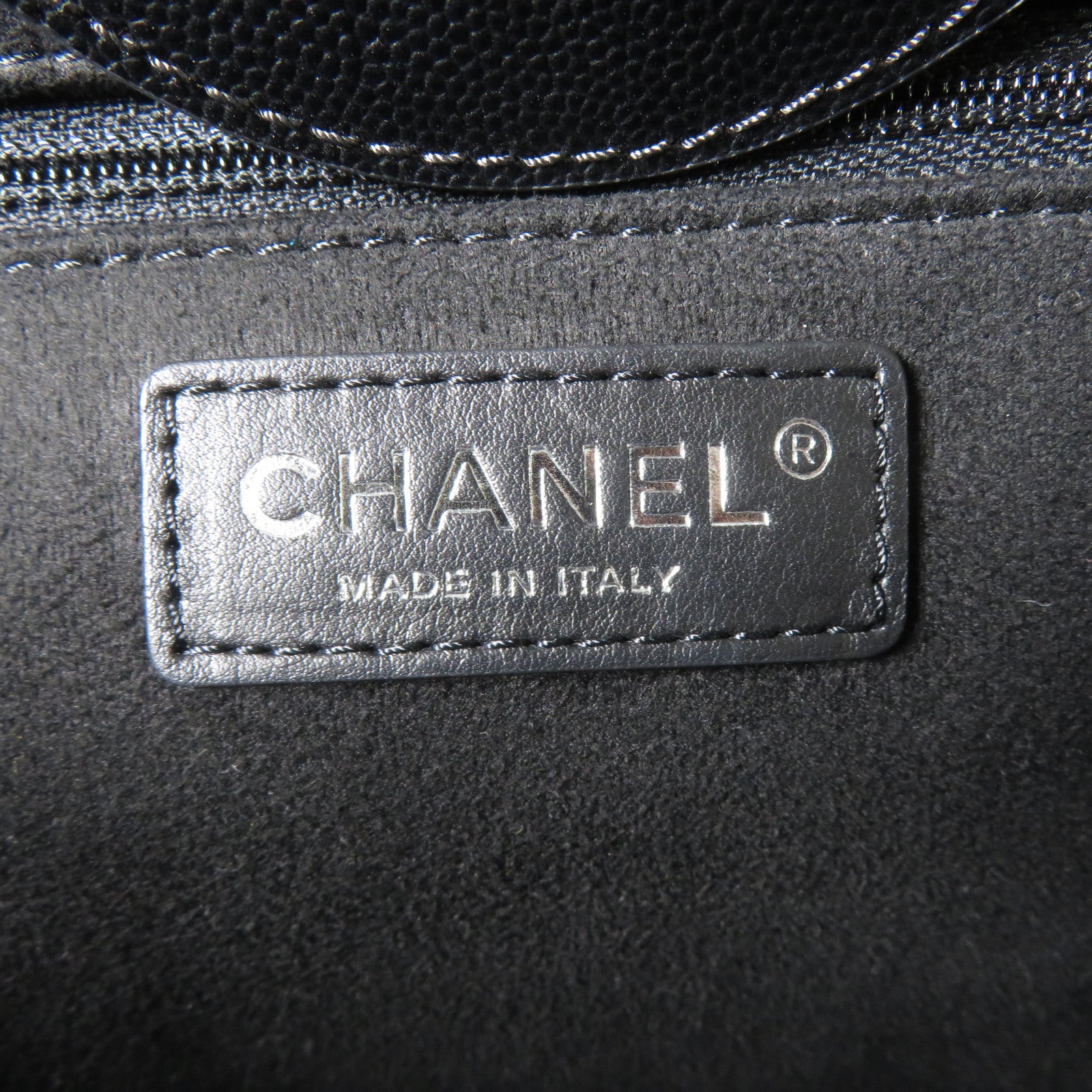 CHANEL 牛皮皮革Deauville銀扣鏈帶手挽肩背兩用袋黑色