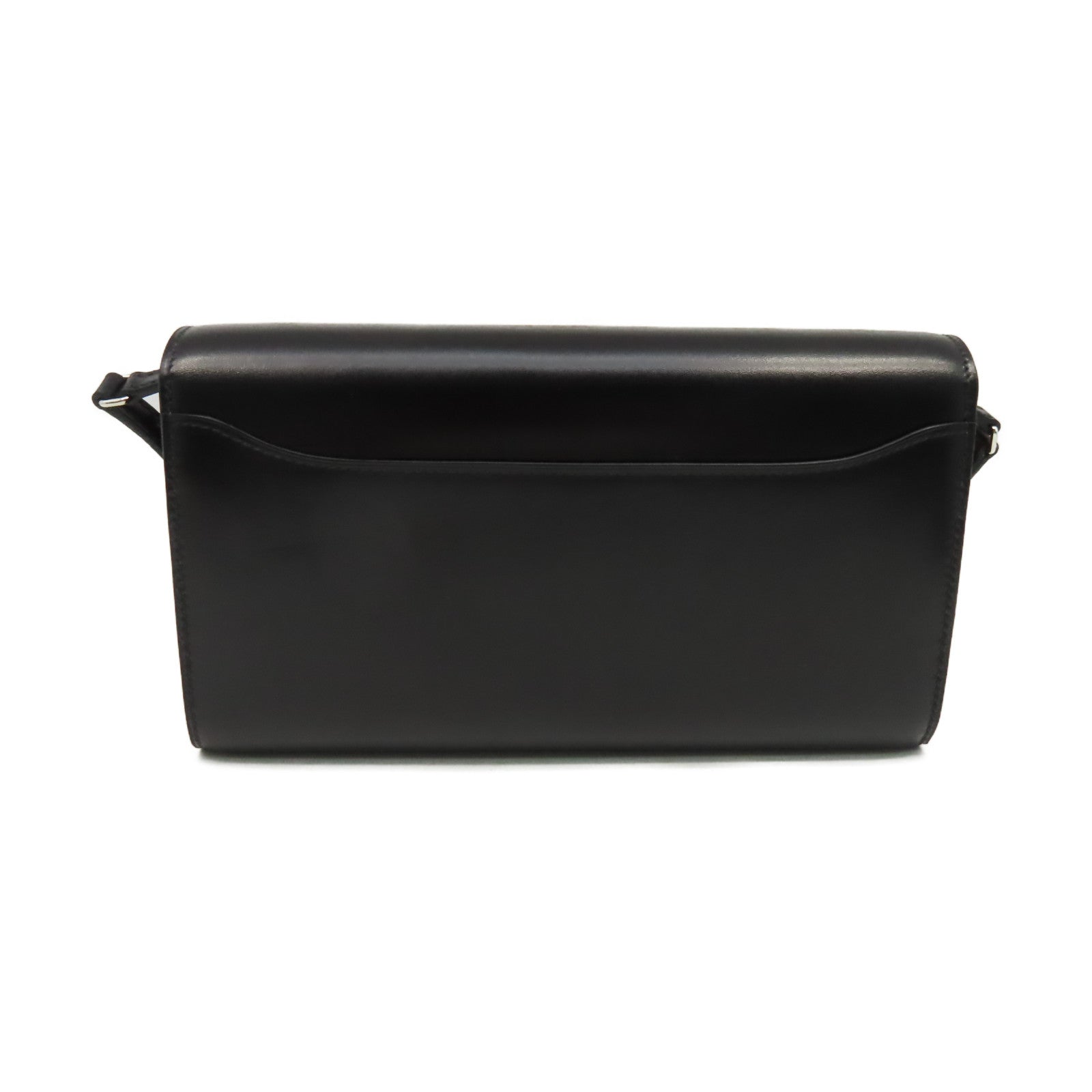 HERMES Box Calf皮革Constance To Go Clutch Shoulder Bag銀扣手拿肩背兩用袋Noir黑色