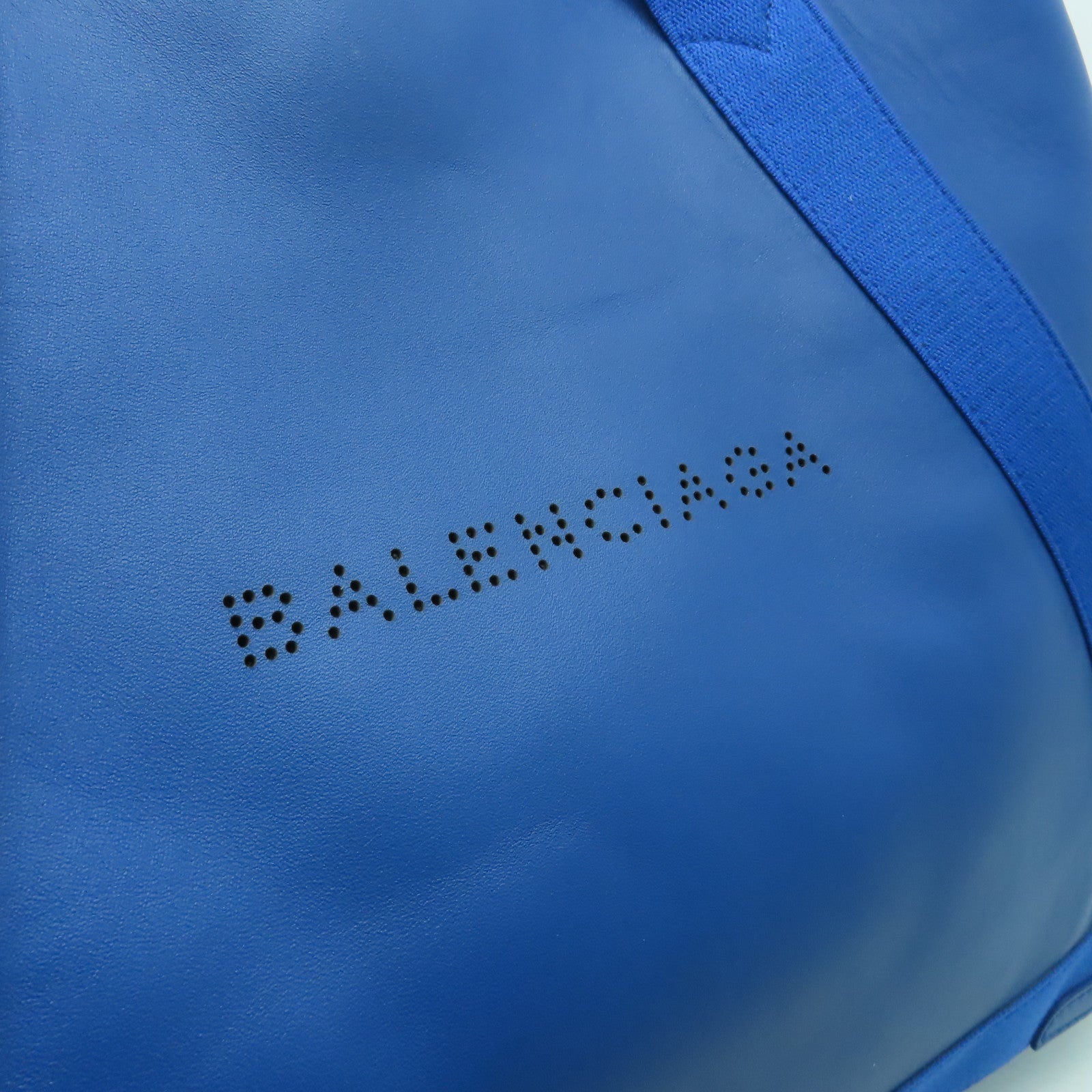 BALENCIAGA 牛皮皮革Cabas銀扣手挽袋藍色