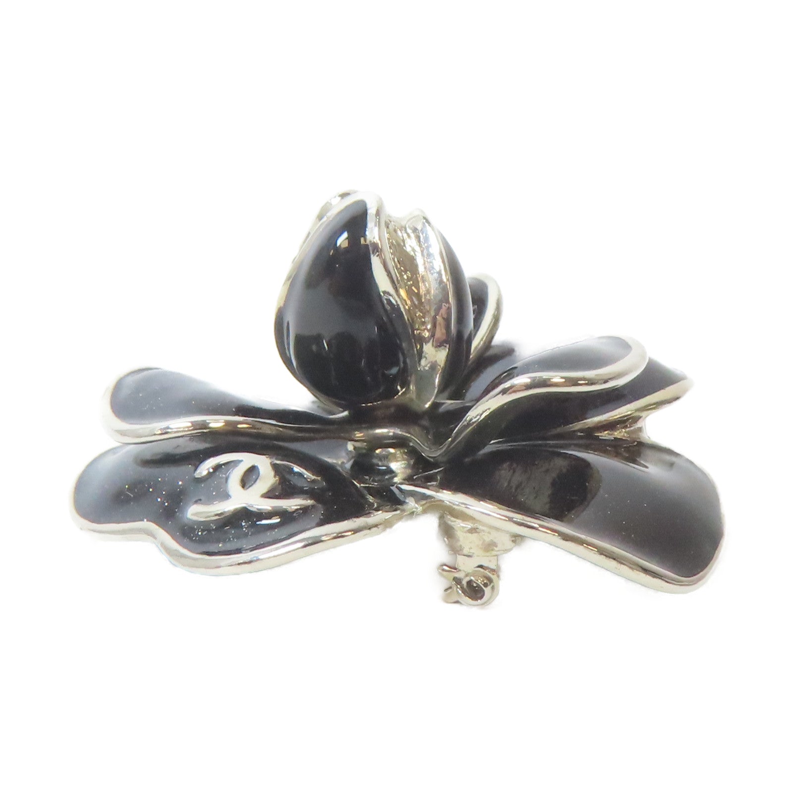 CHANEL 金屬Brooch銀扣胸針黑色