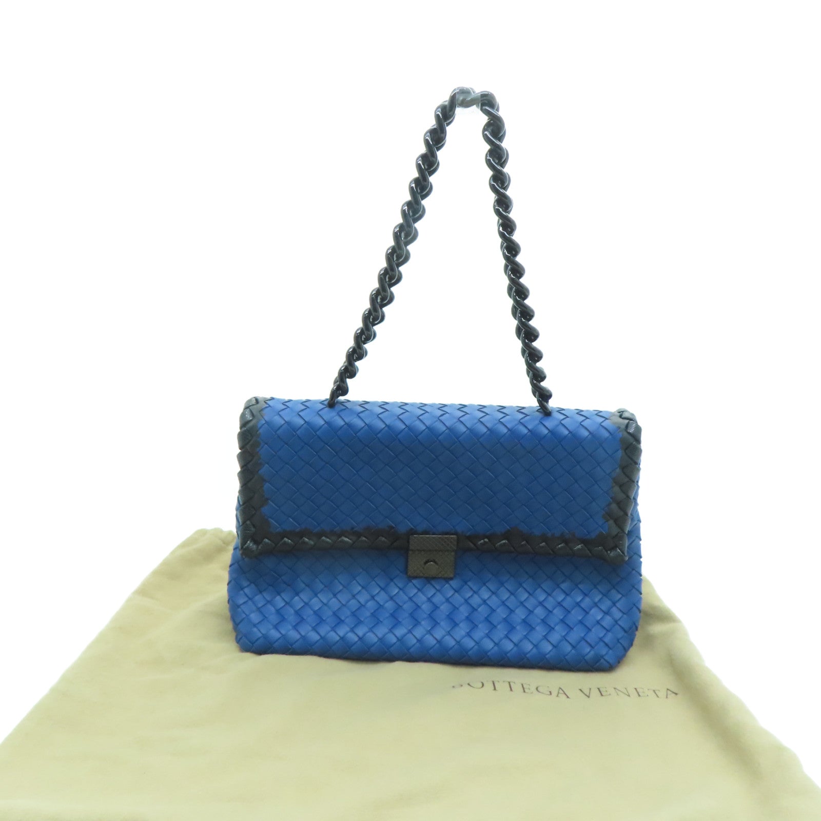 BOTTEGA VENETA 牛皮皮革Shoulder Bag链带肩背袋蓝色