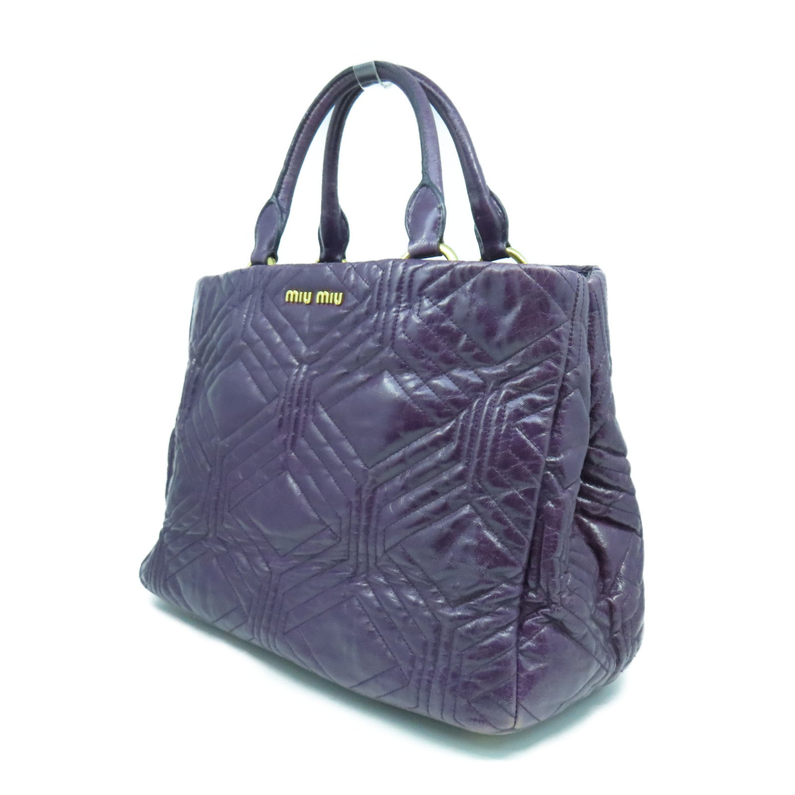 Miu Miu 【激減優惠】牛皮皮革2 Way Shoulder Bag金扣手挽肩背兩用袋紫色