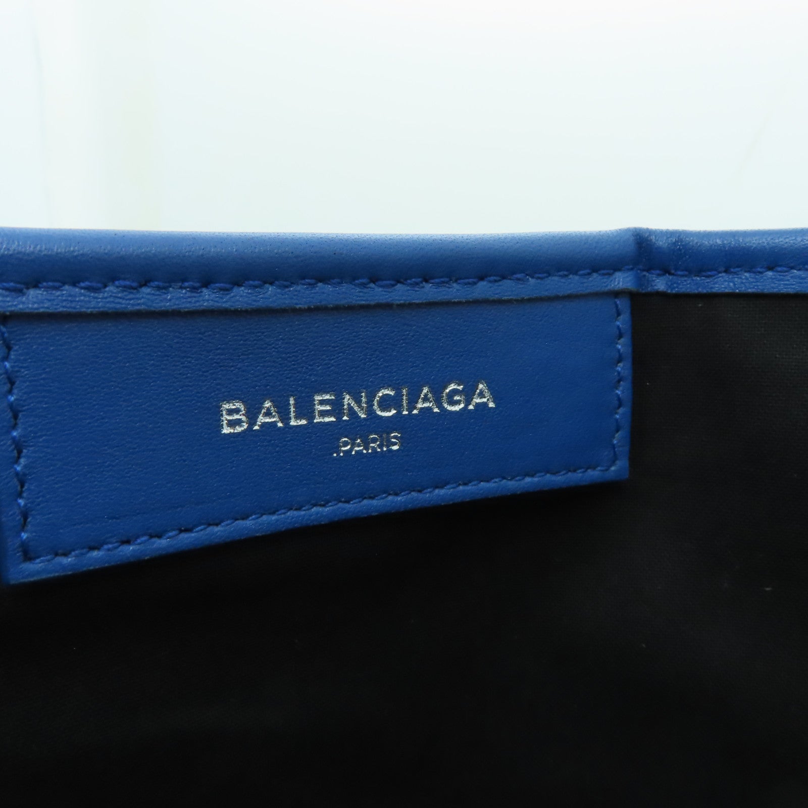 BALENCIAGA 牛皮皮革Cabas銀扣手挽袋藍色