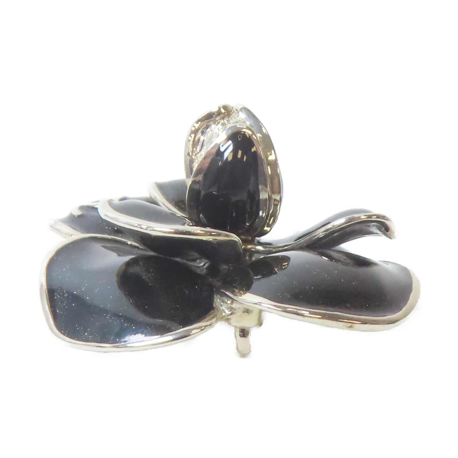 CHANEL 金屬Brooch銀扣胸針黑色