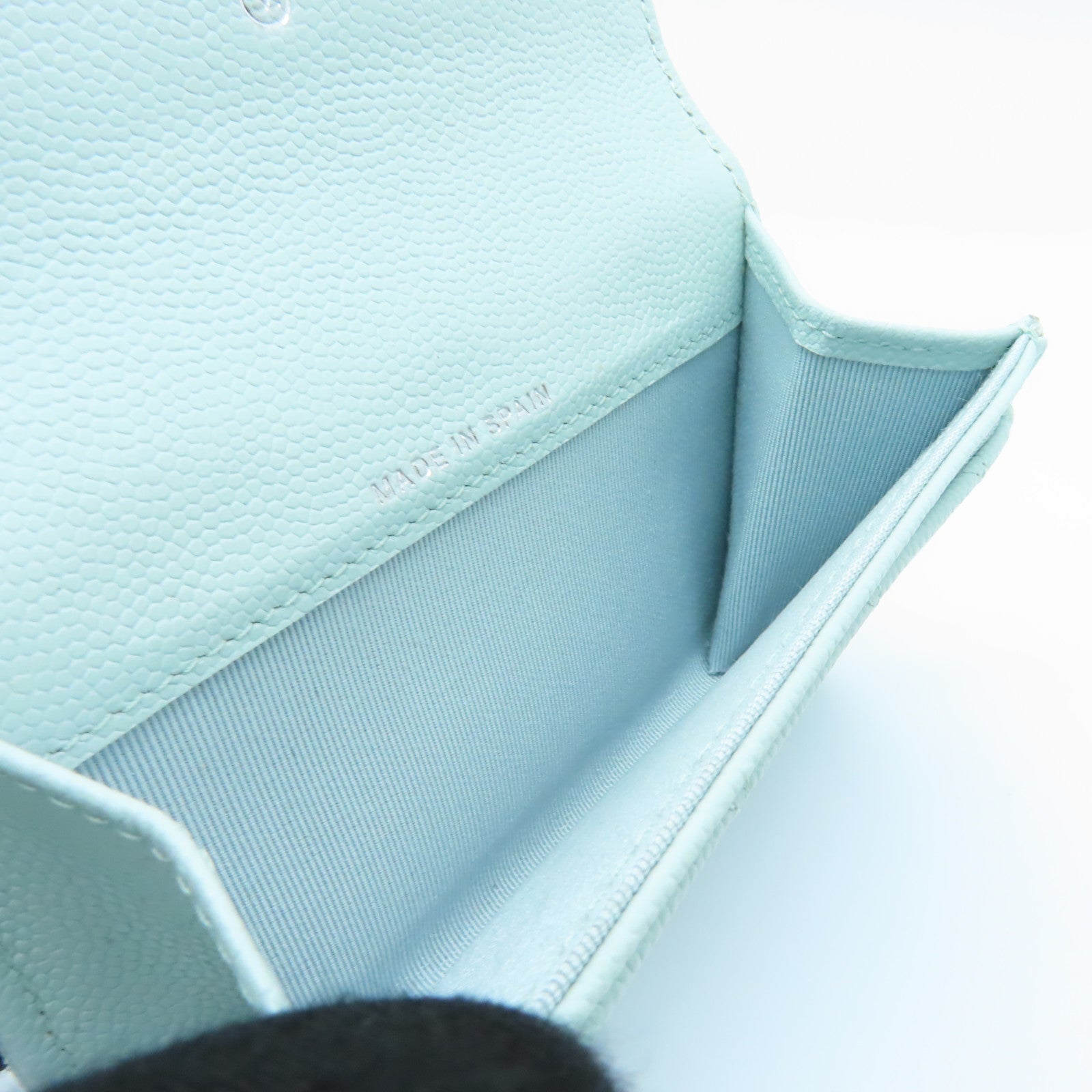 CHANEL 菱格Caviar皮革Classic Flap Card Holder銀扣卡片套淺藍色
