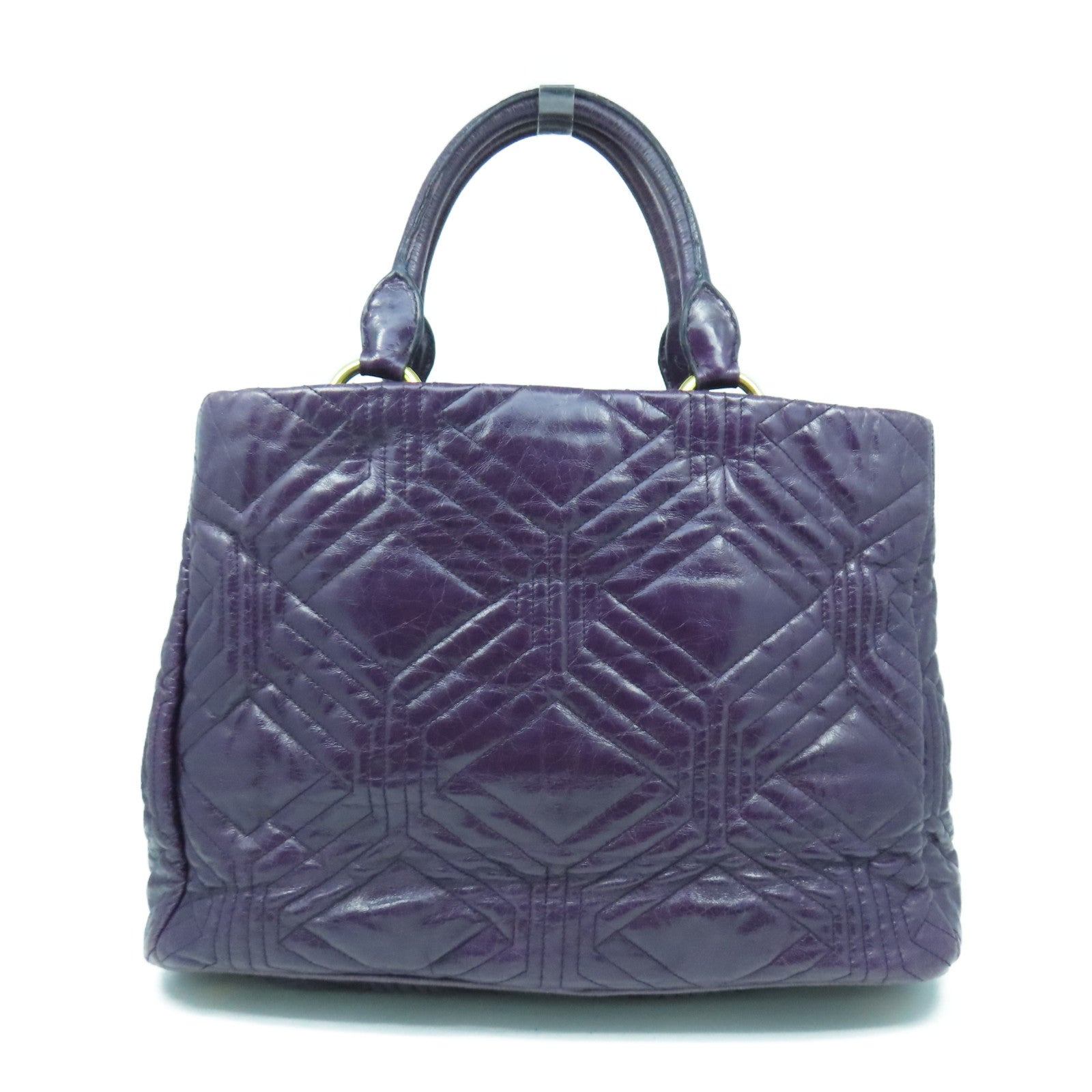 Miu Miu 【激減優惠】牛皮皮革2 Way Shoulder Bag金扣手挽肩背兩用袋紫色