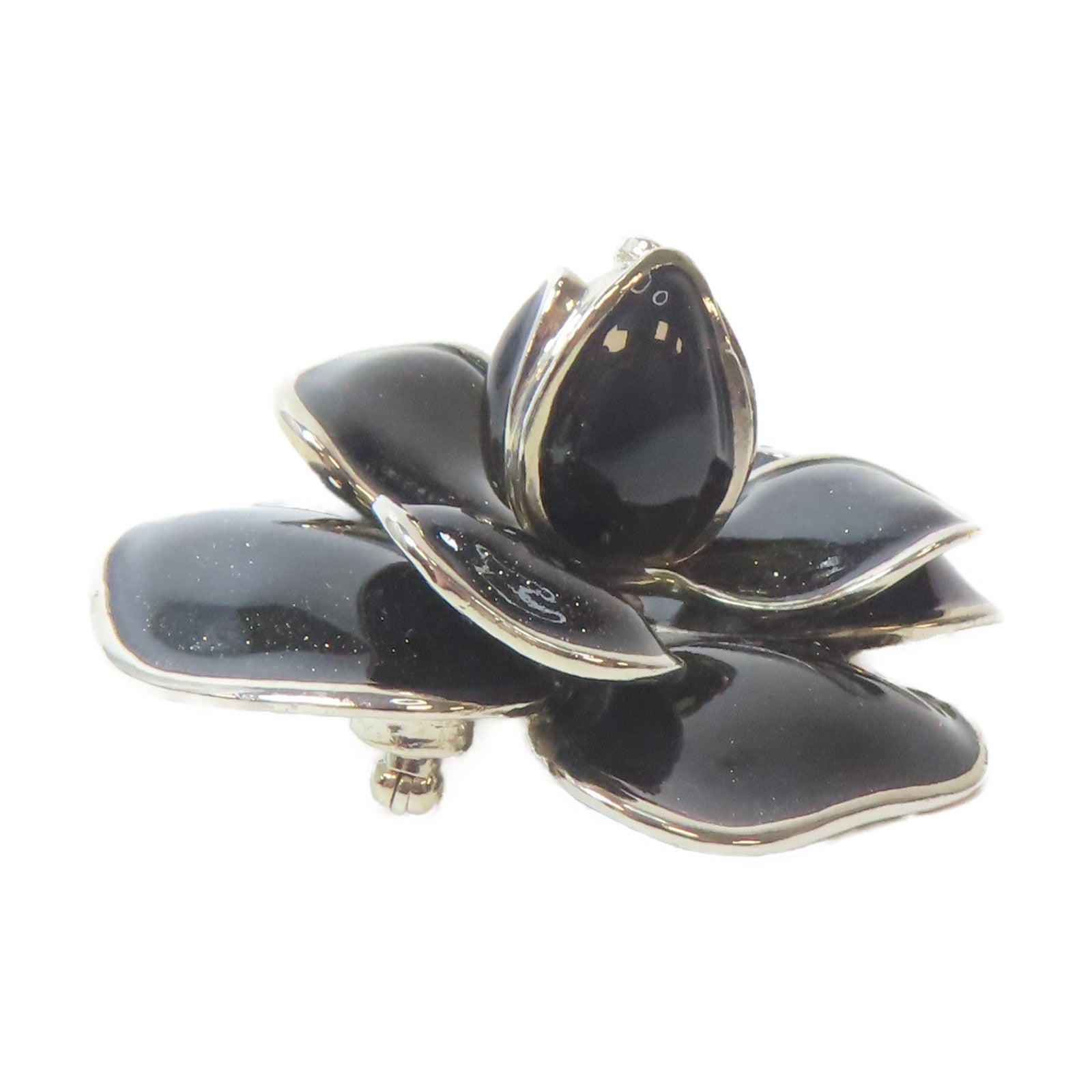 CHANEL 金屬Brooch銀扣胸針黑色