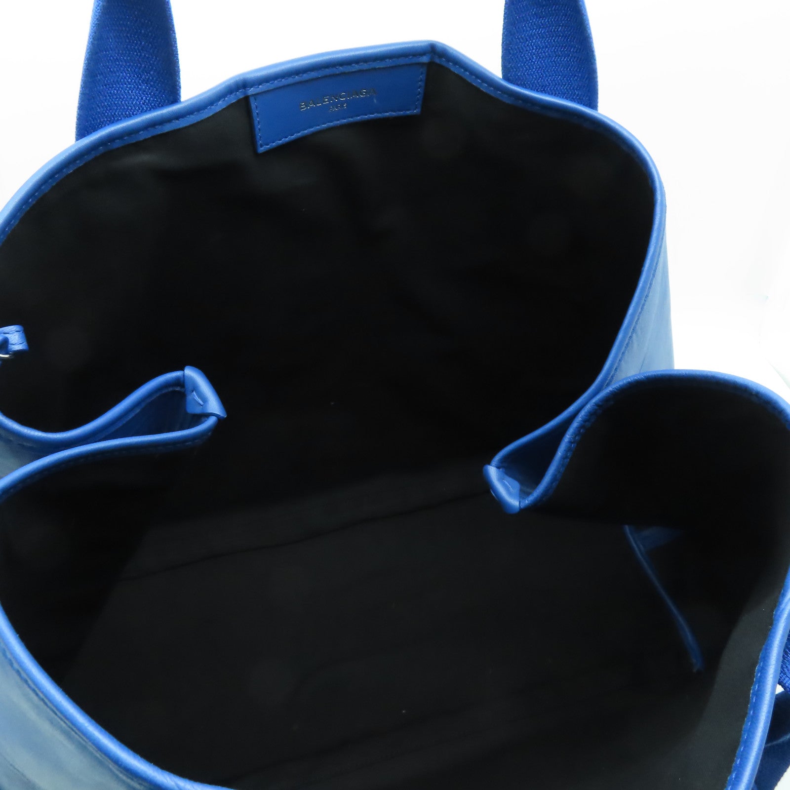 BALENCIAGA 牛皮皮革Cabas銀扣手挽袋藍色