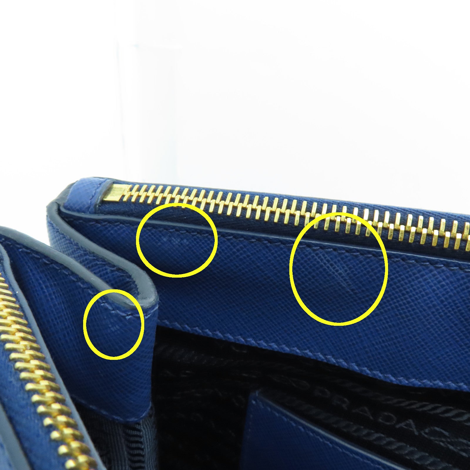 PRADA Saffiano leather 2 Way Shoulder gold buckle handle shoulder bag blue