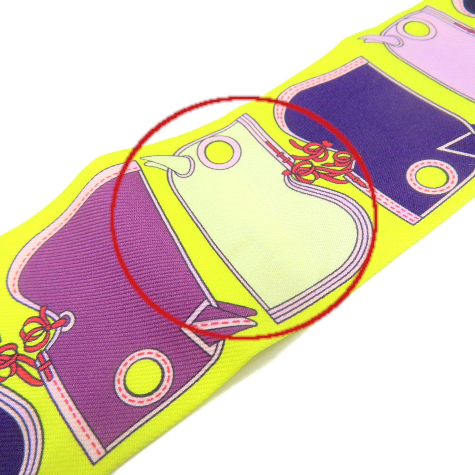 HERMES Silk Twilly Scarf Purple/Yellow/Color