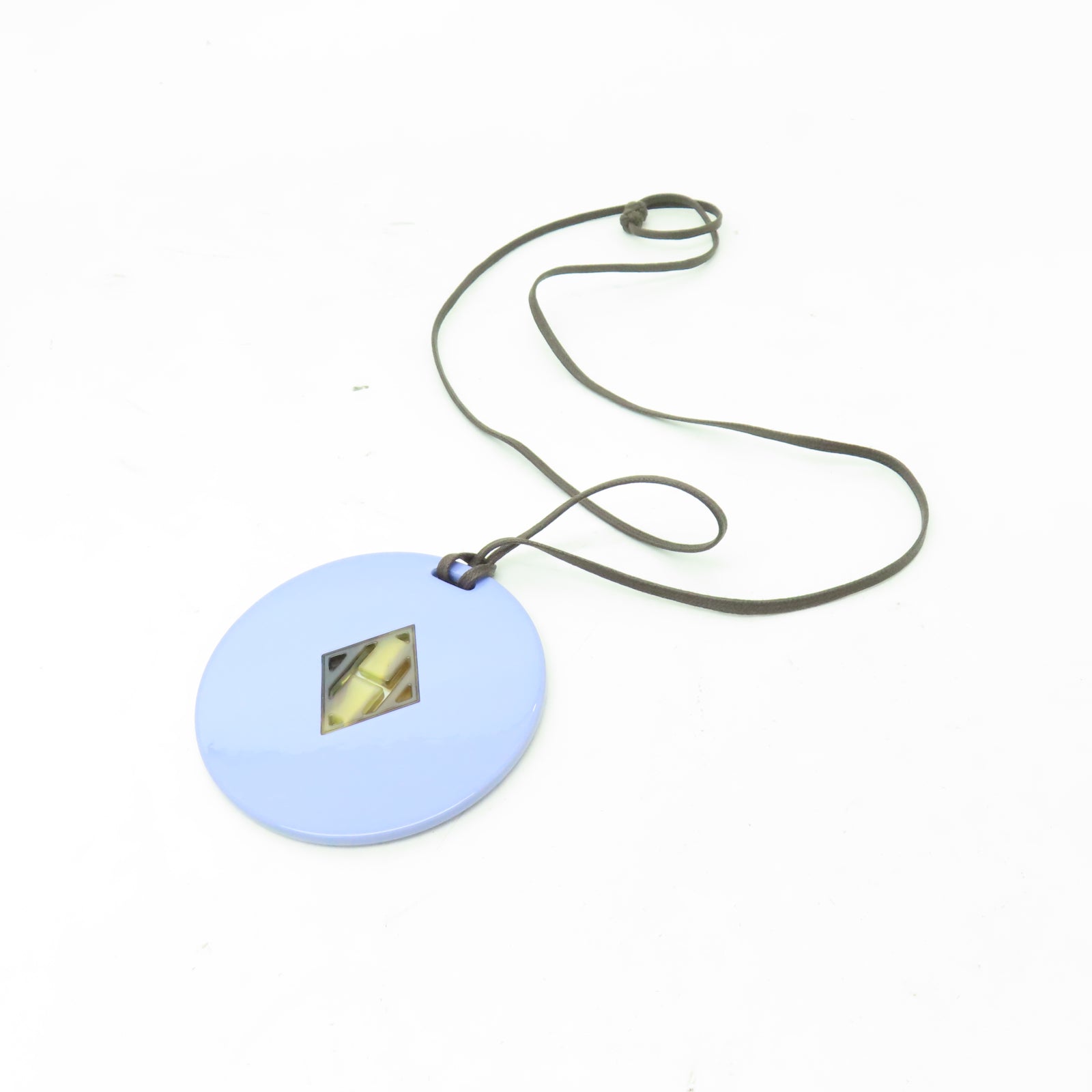 HERMES PVC塗層帆布Necklace項鍊淺藍色/啡色