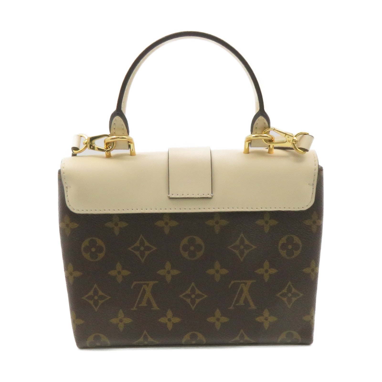 LOUIS VUITTON Monogram Locky BB金扣手挽肩背兩用袋啡色/米白色